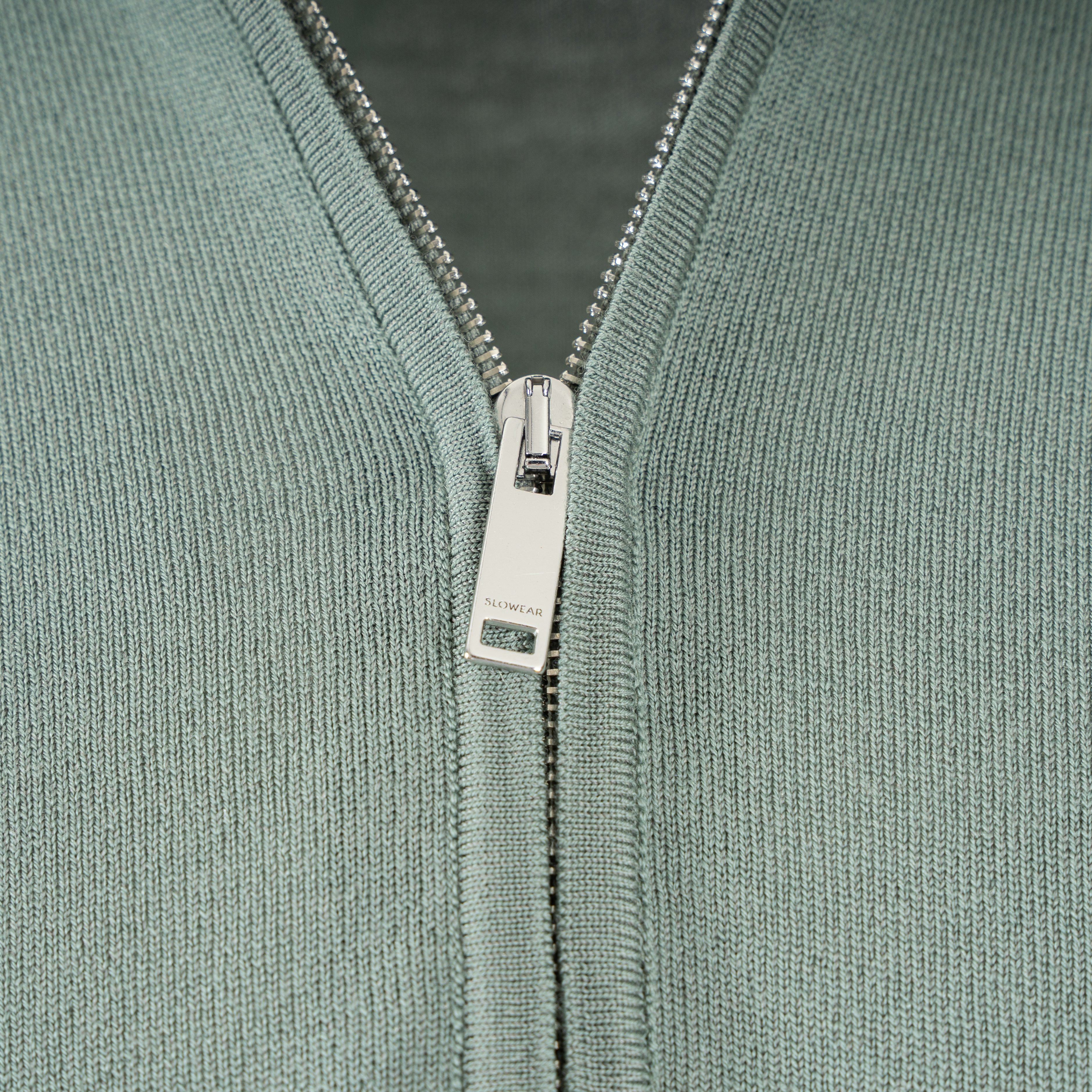 Zanone Gebreide Trui met rits Lichtgroen | Flexwool
