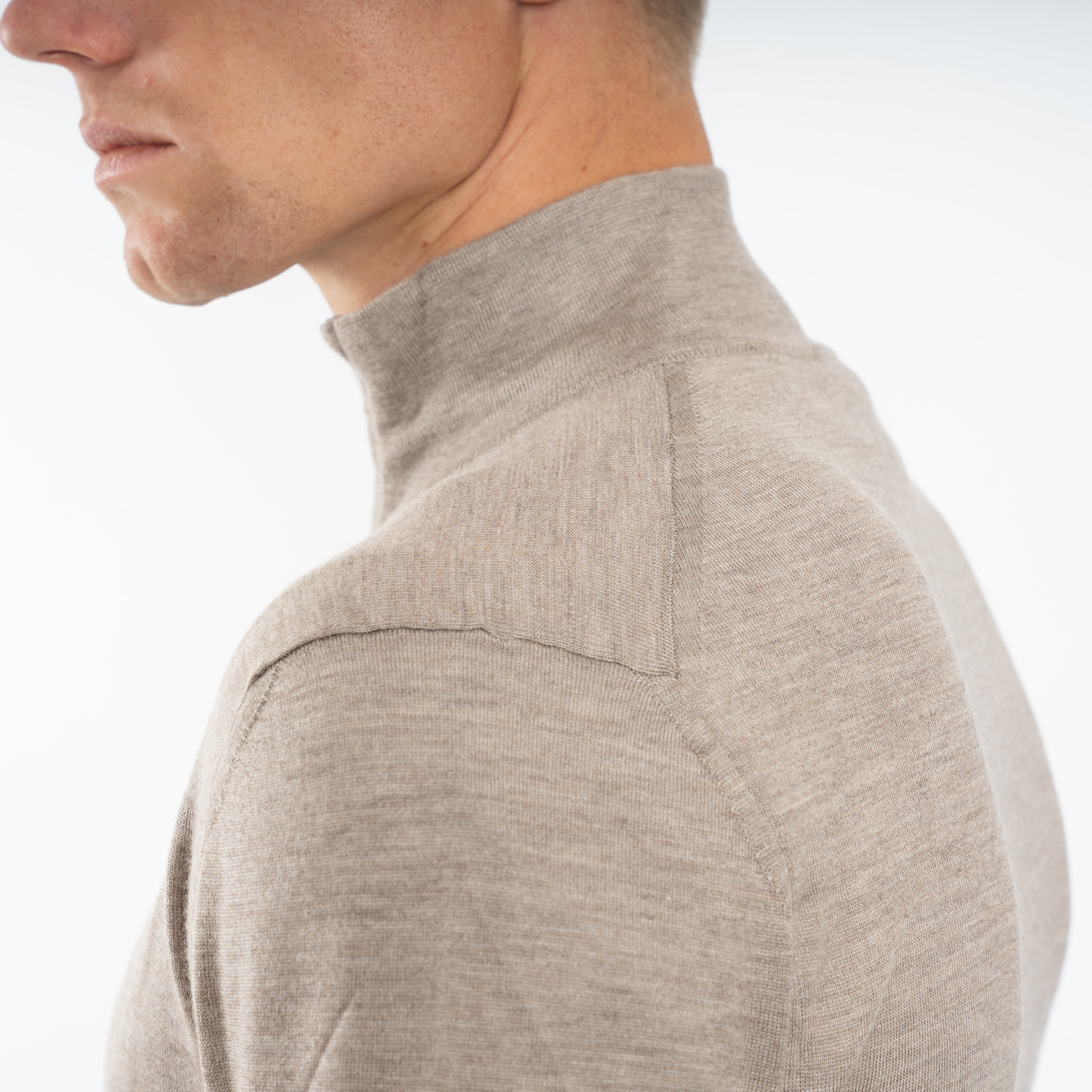 Fedeli Gebreide Half-Zip Trui Beige | Favonio