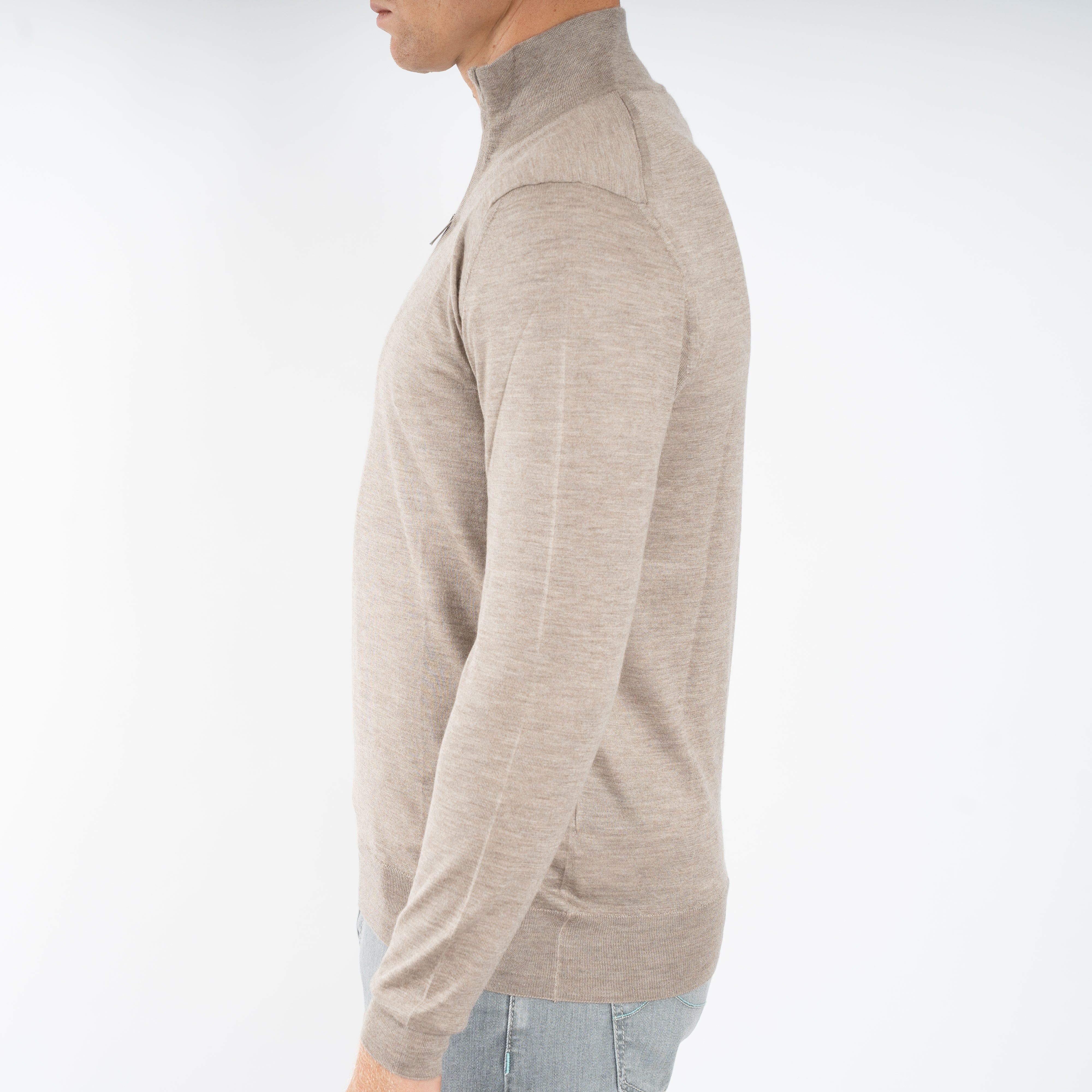Fedeli Gebreide Half-Zip Trui Beige | Favonio