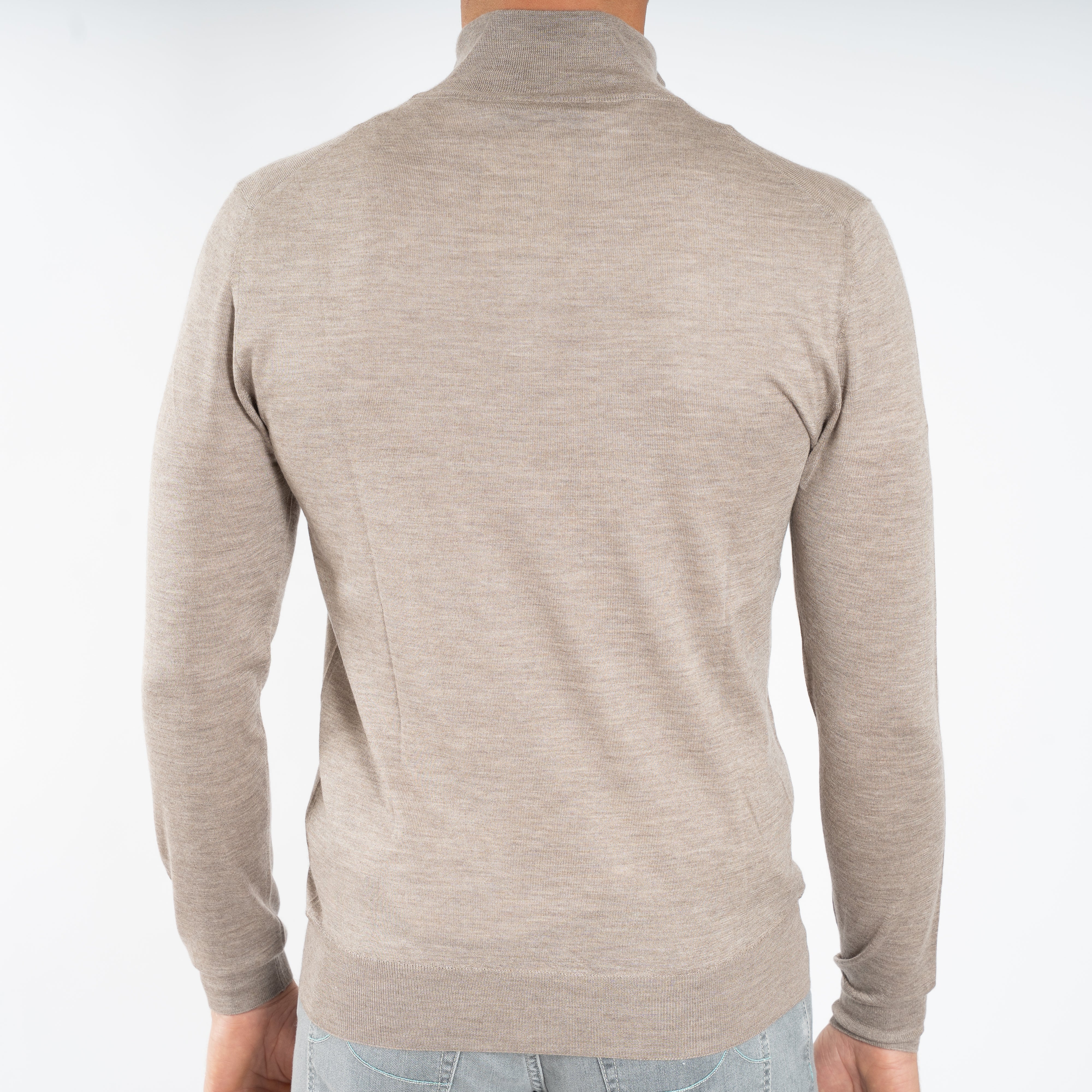 Fedeli Gebreide Half-Zip Trui Beige | Favonio