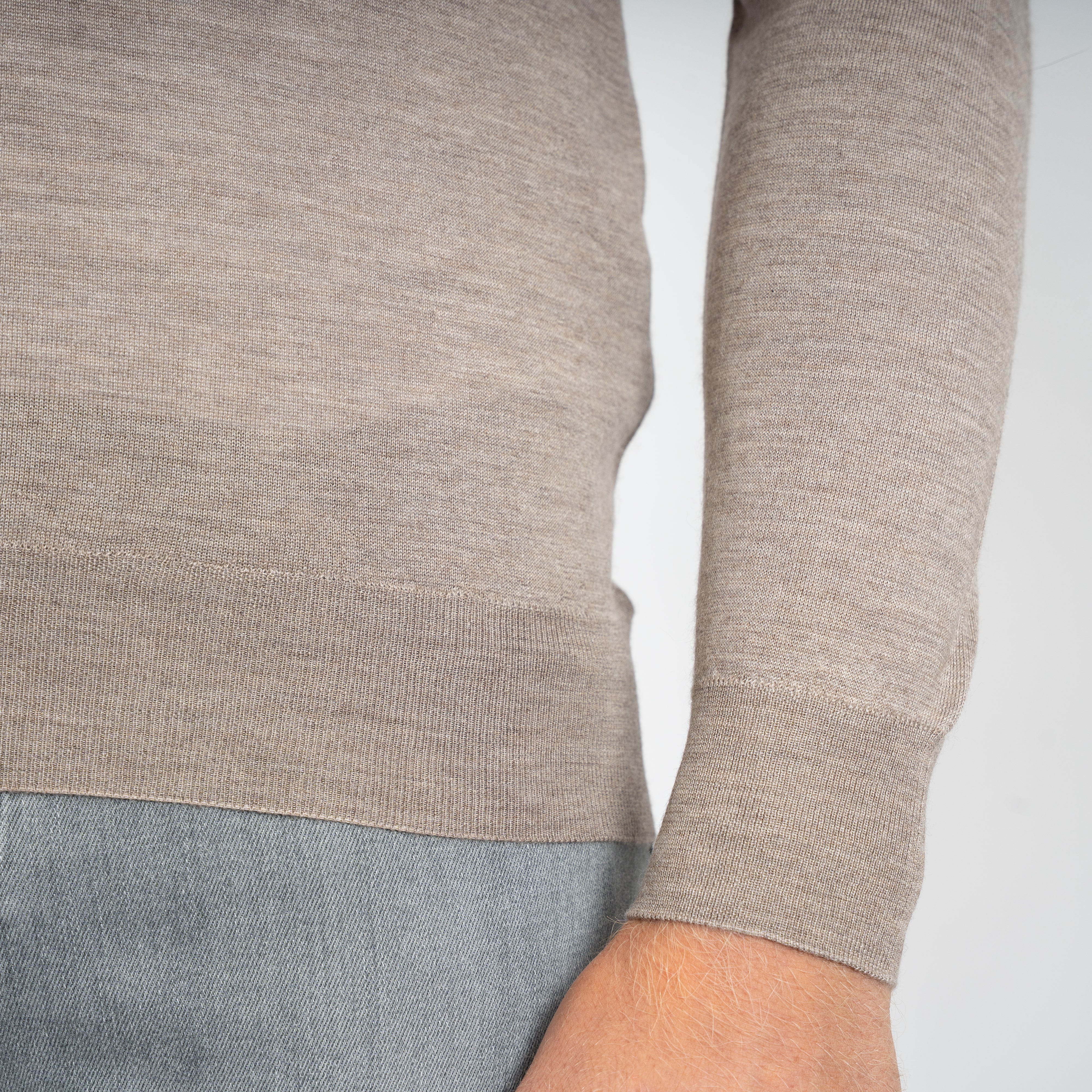 Fedeli Gebreide Half-Zip Trui Beige | Favonio