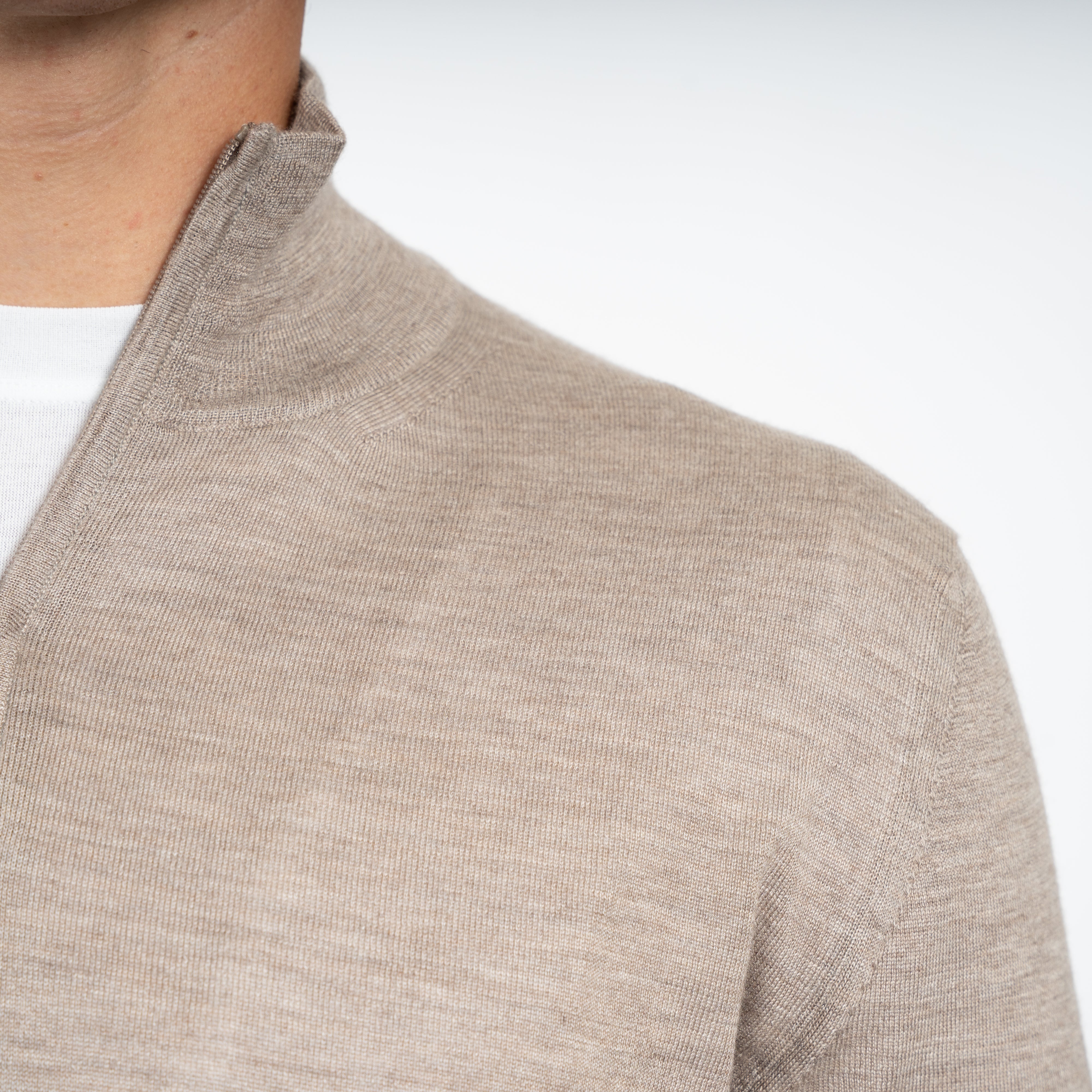 Fedeli Gebreide Half-Zip Trui Beige | Favonio
