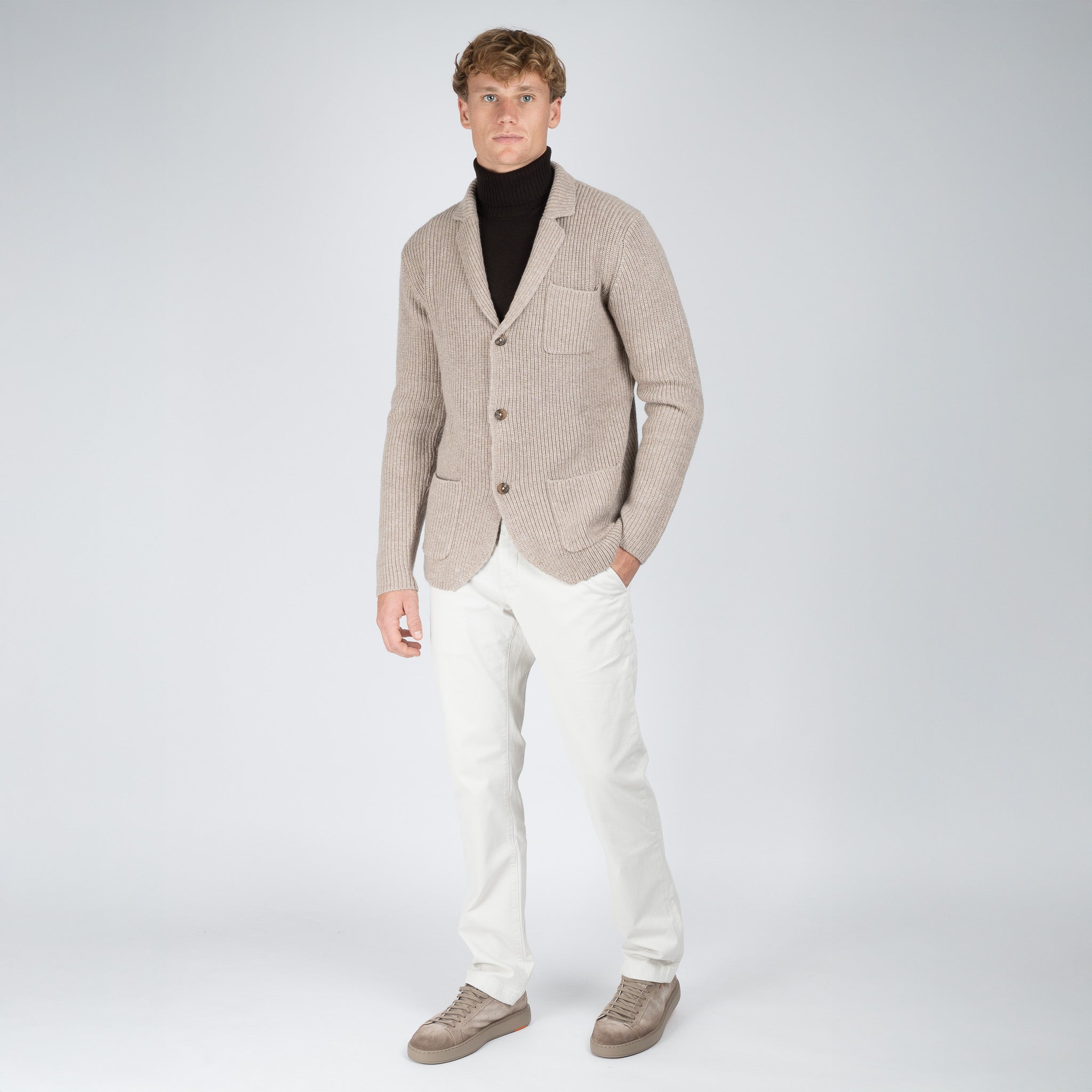 SEVEN DIALS Gebreid Knoopvest Beige | Hutch