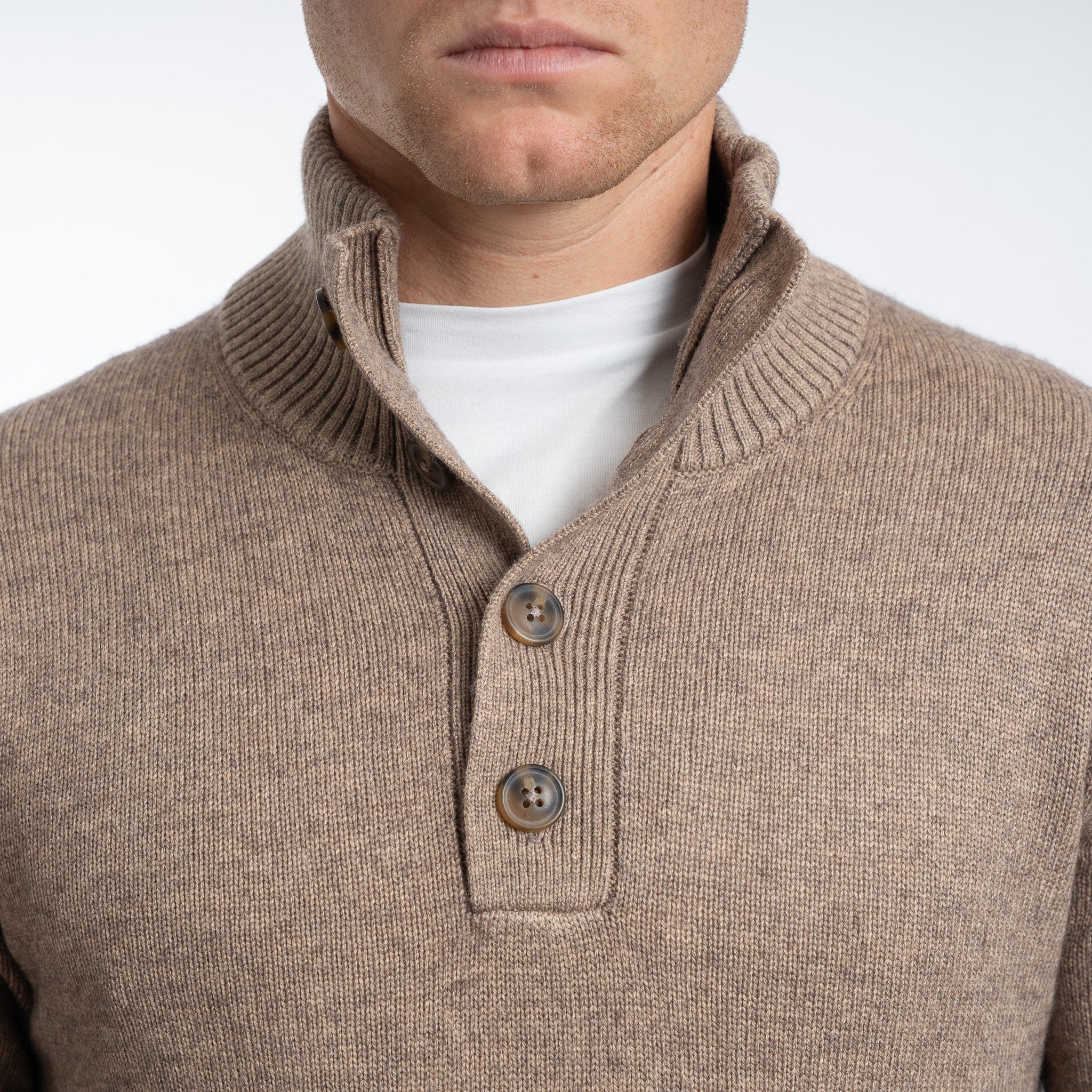 SEVEN DIALS Gebreide Trui met Knopenlijst Taupe | Seeley