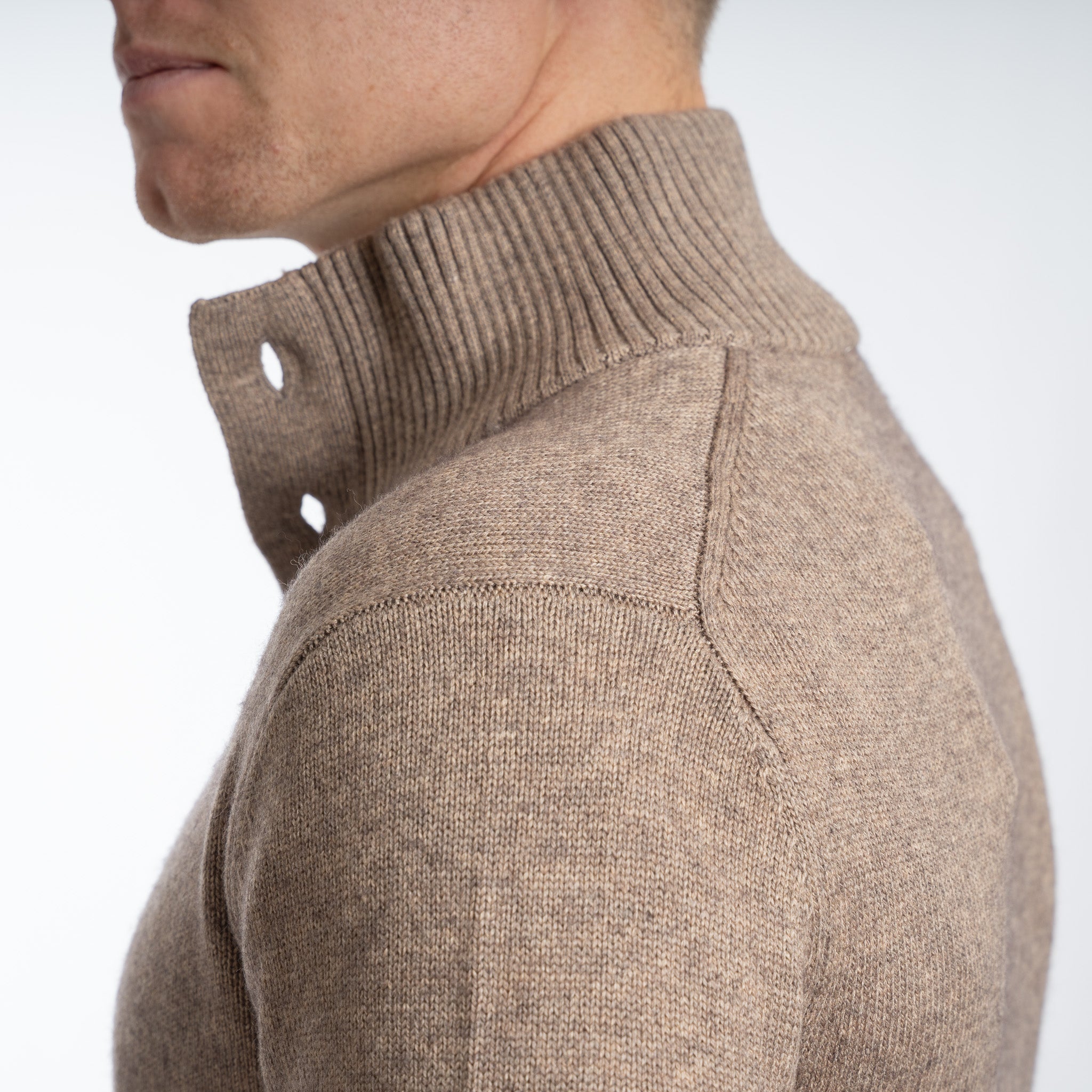 SEVEN DIALS Gebreide Trui met Knopenlijst Taupe | Seeley