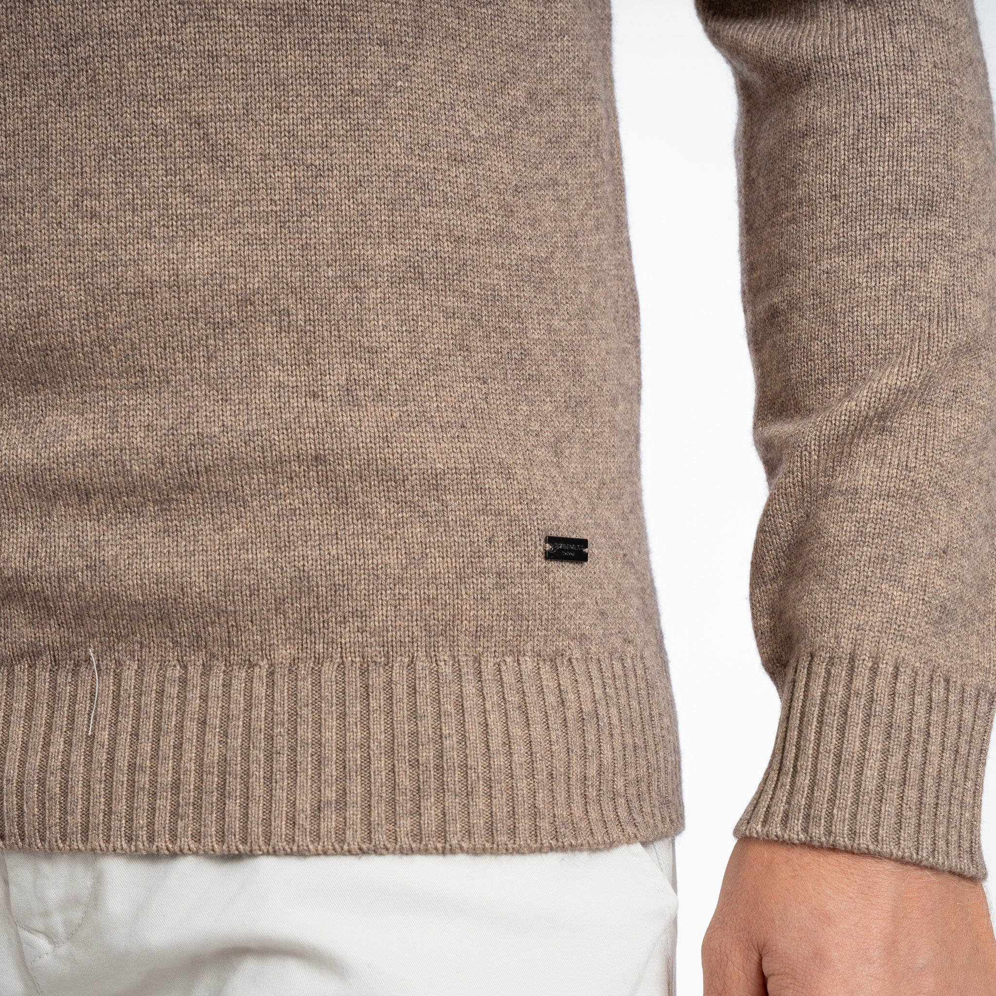 SEVEN DIALS Gebreide Trui met Knopenlijst Taupe | Seeley