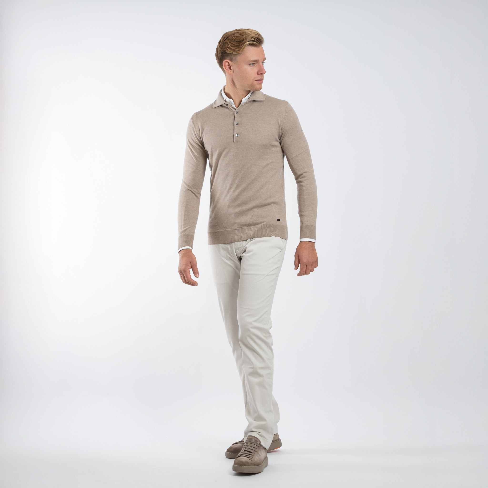 SEVEN DIALS Gebreide Polotrui Beige | Cooper