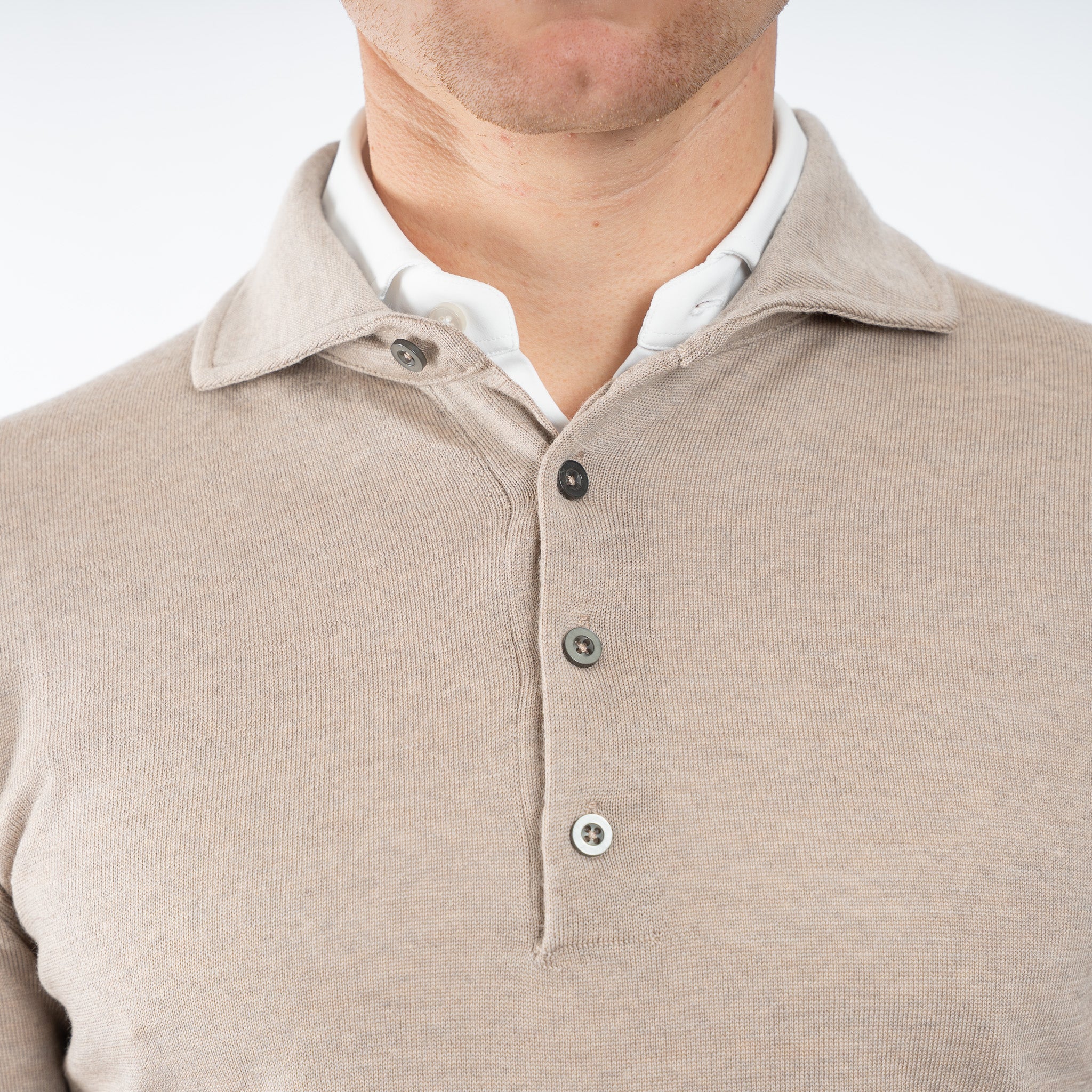 SEVEN DIALS Gebreide Polotrui Beige | Cooper