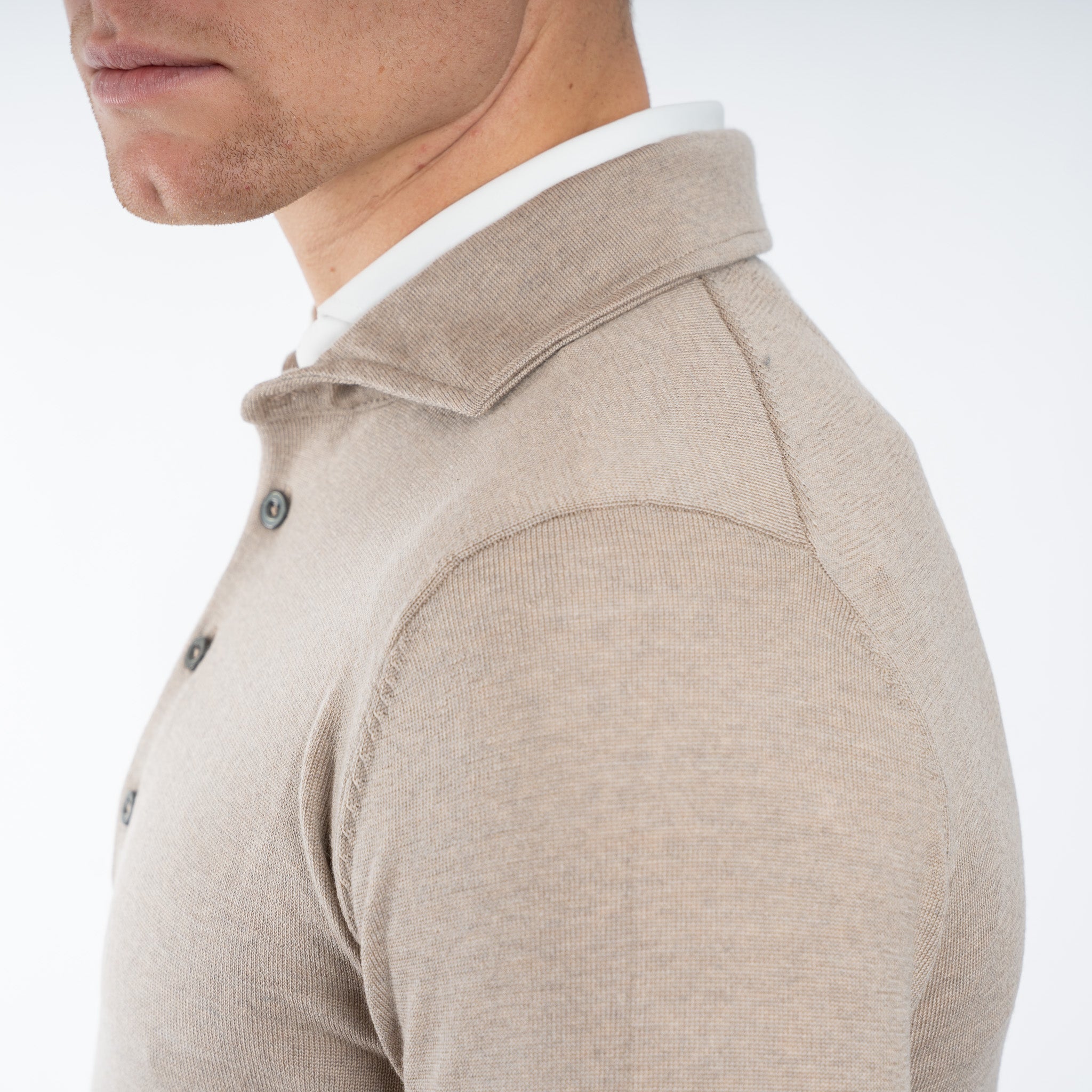 SEVEN DIALS Gebreide Polotrui Beige | Cooper