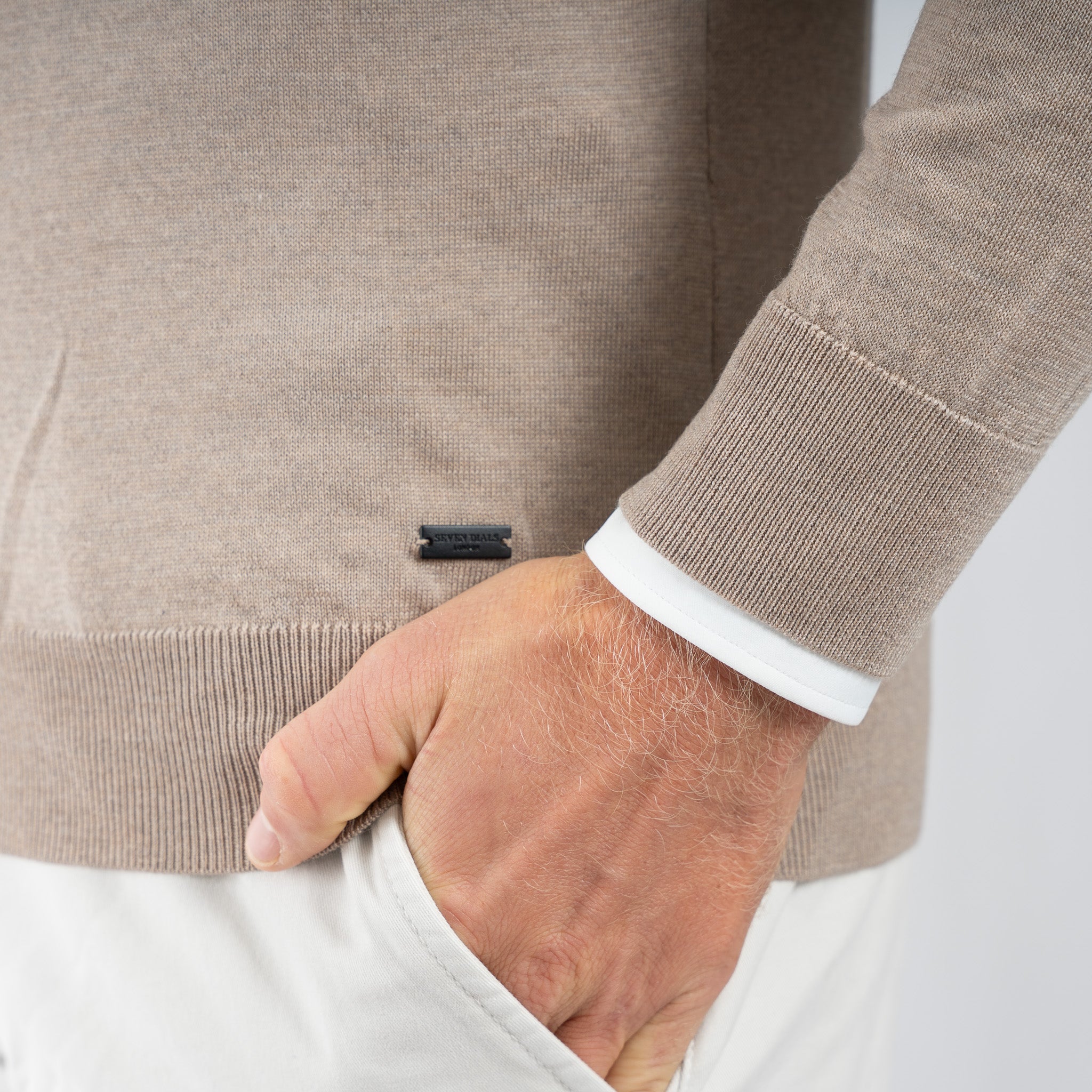 SEVEN DIALS Gebreide Polotrui Beige | Cooper