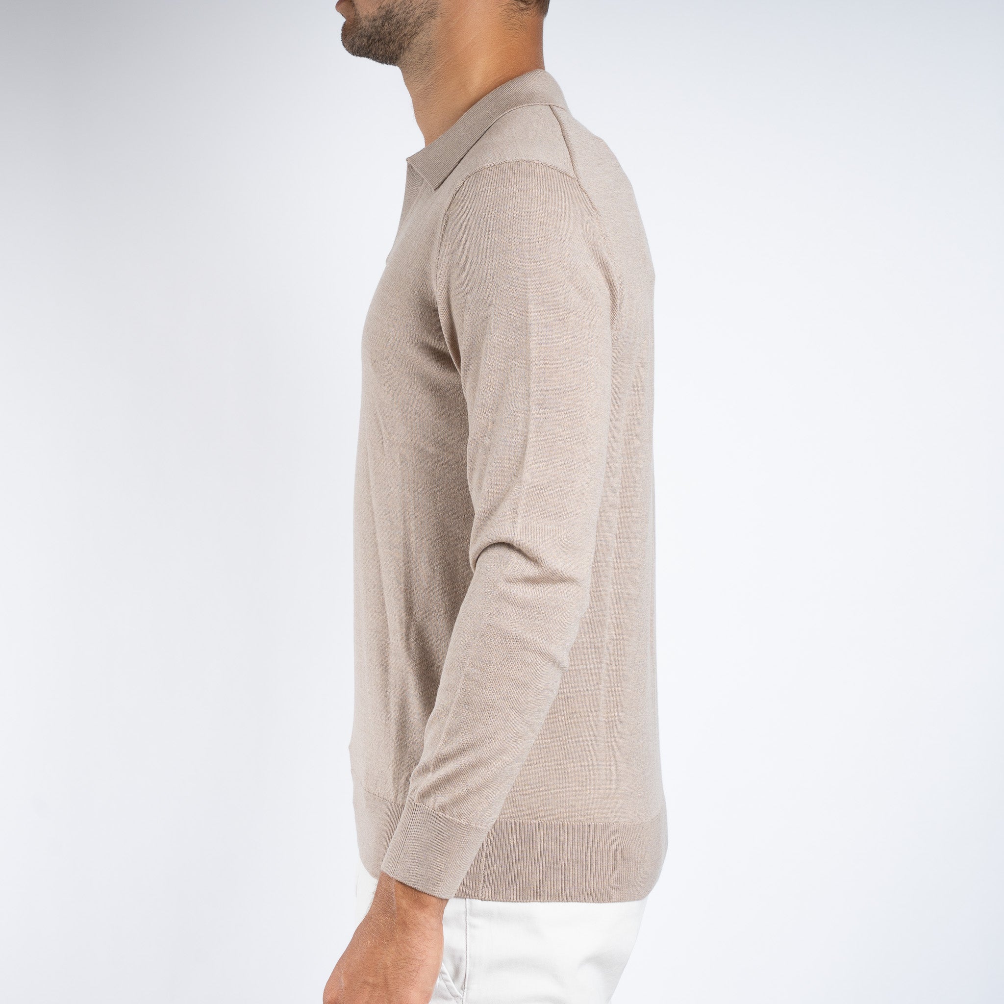 SEVEN DIALS Gebreide Buttonless Polotrui Zand | Wyot