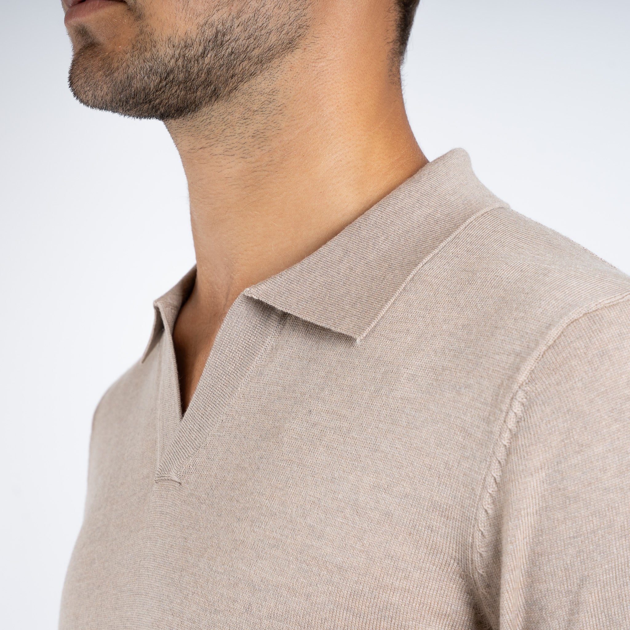 SEVEN DIALS Gebreide Buttonless Polotrui Zand | Wyot