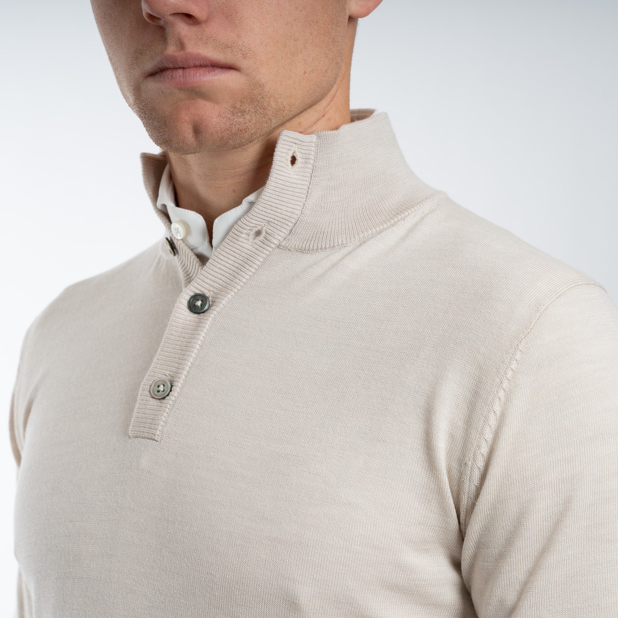 SEVEN DIALS Gebreide Trui met Knopenlijst Beige | Payton