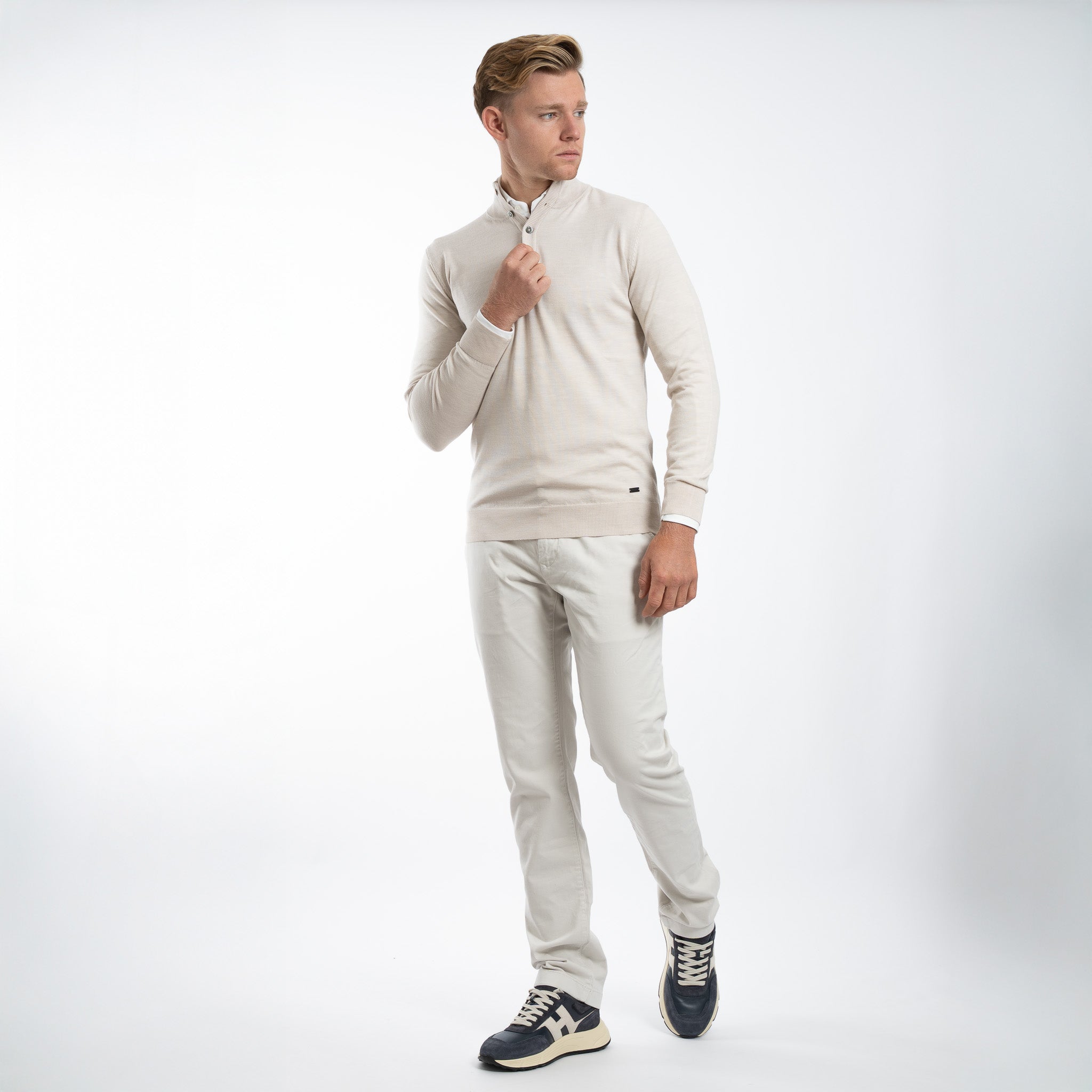 SEVEN DIALS Gebreide Trui met Knopenlijst Beige | Payton