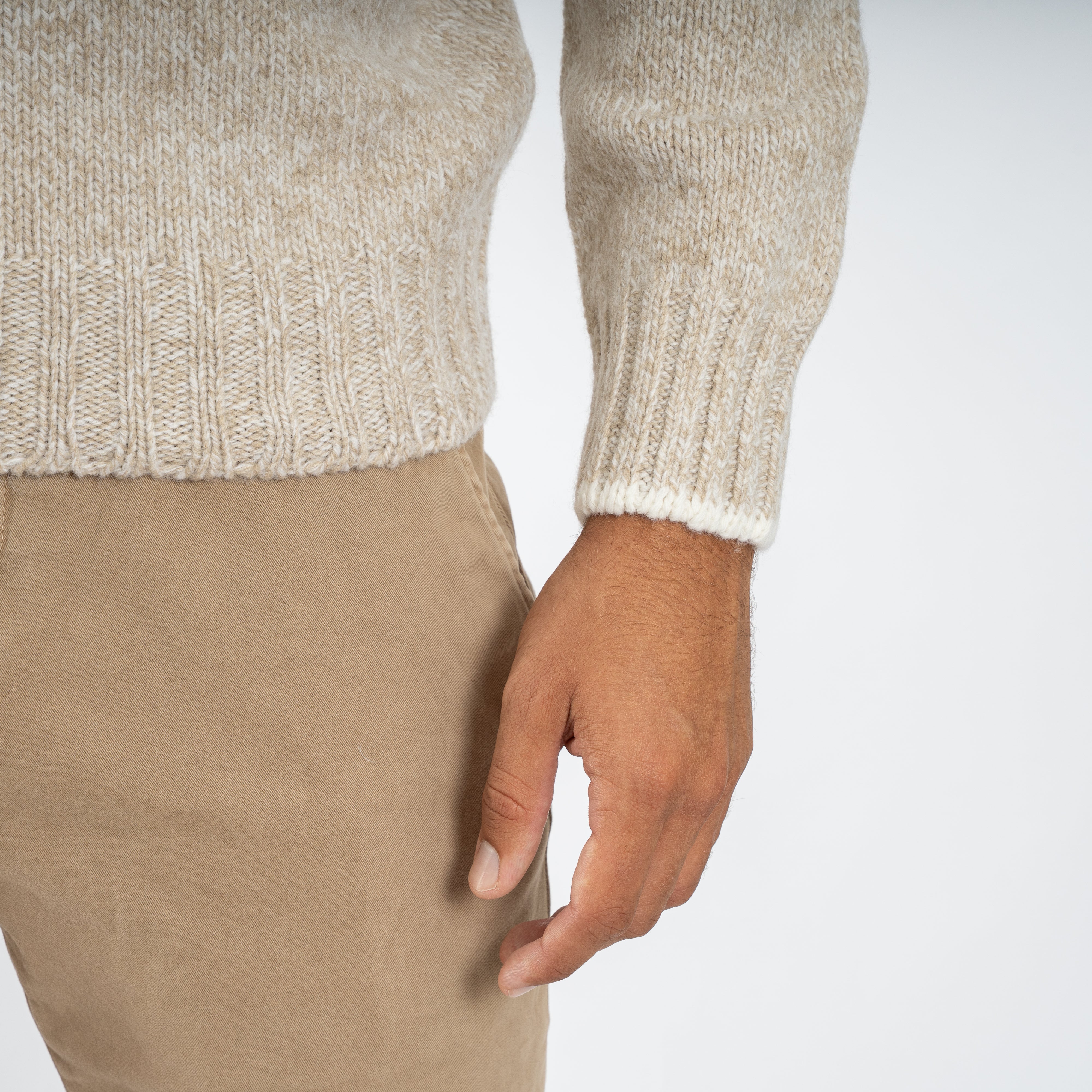 Gran Sasso Gebreide Trui met Knopenlijst Beige | Super Geelong