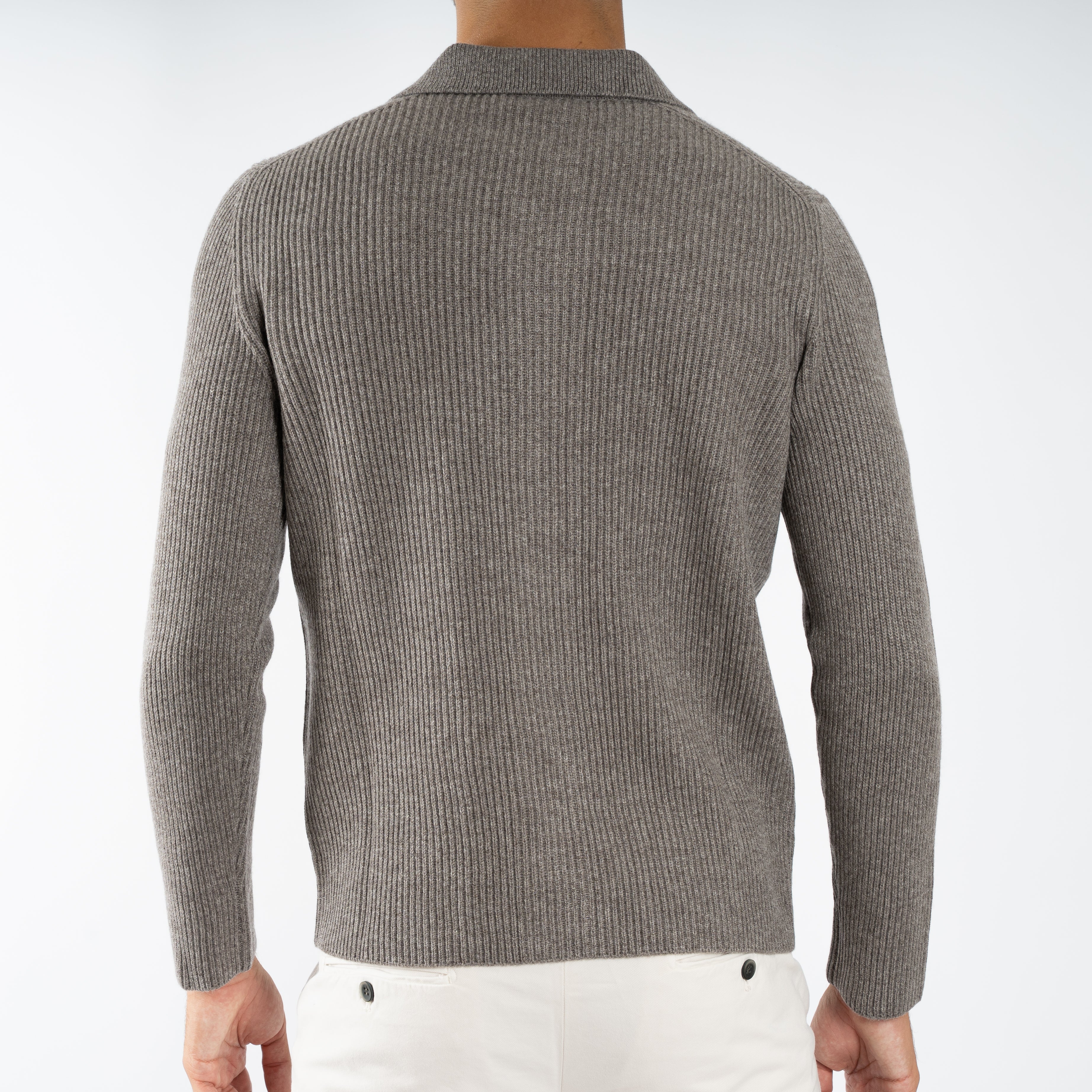 Gran Sasso Gebreid Knoopvest Taupe | Cashmere Lana