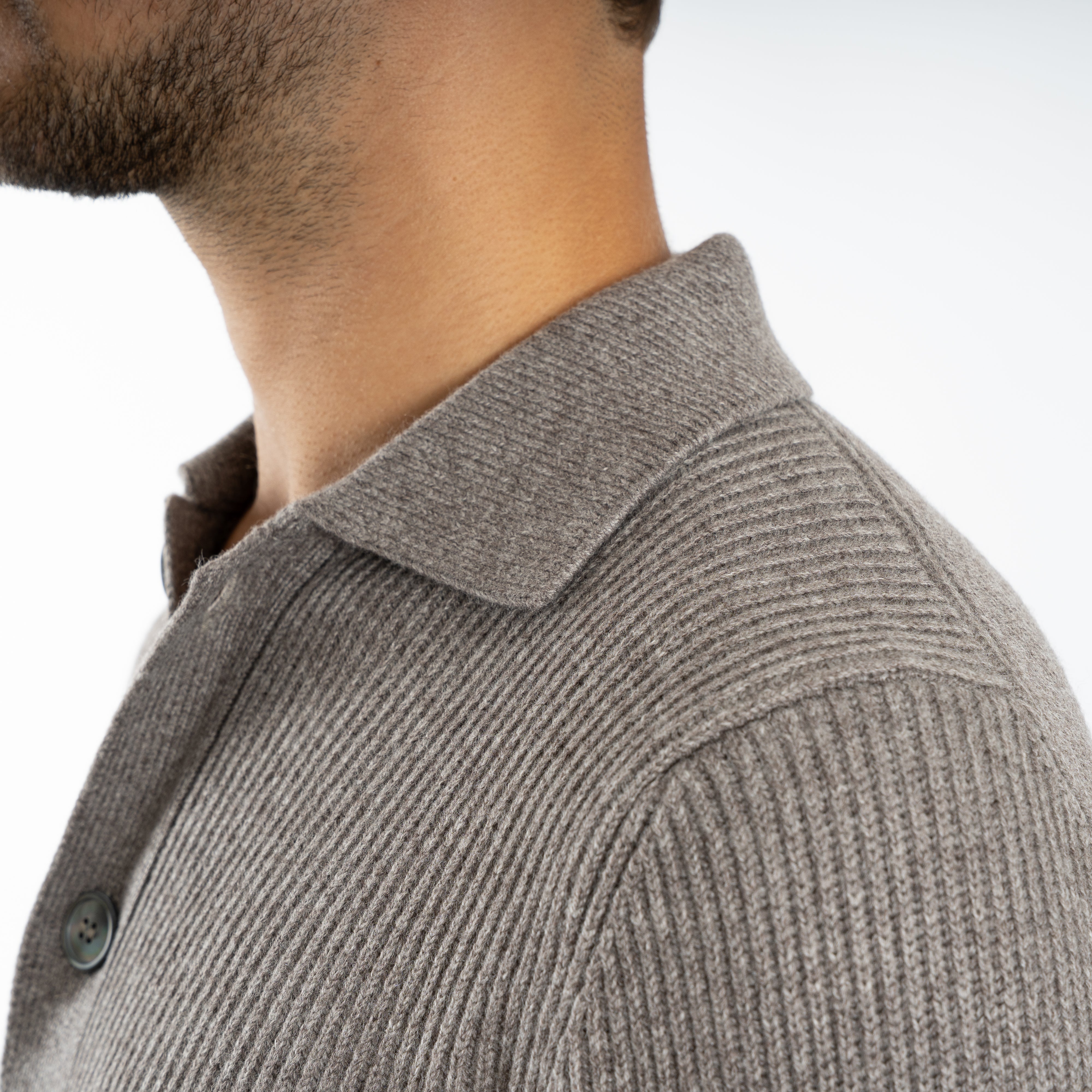 Gran Sasso Gebreid Knoopvest Taupe | Cashmere Lana