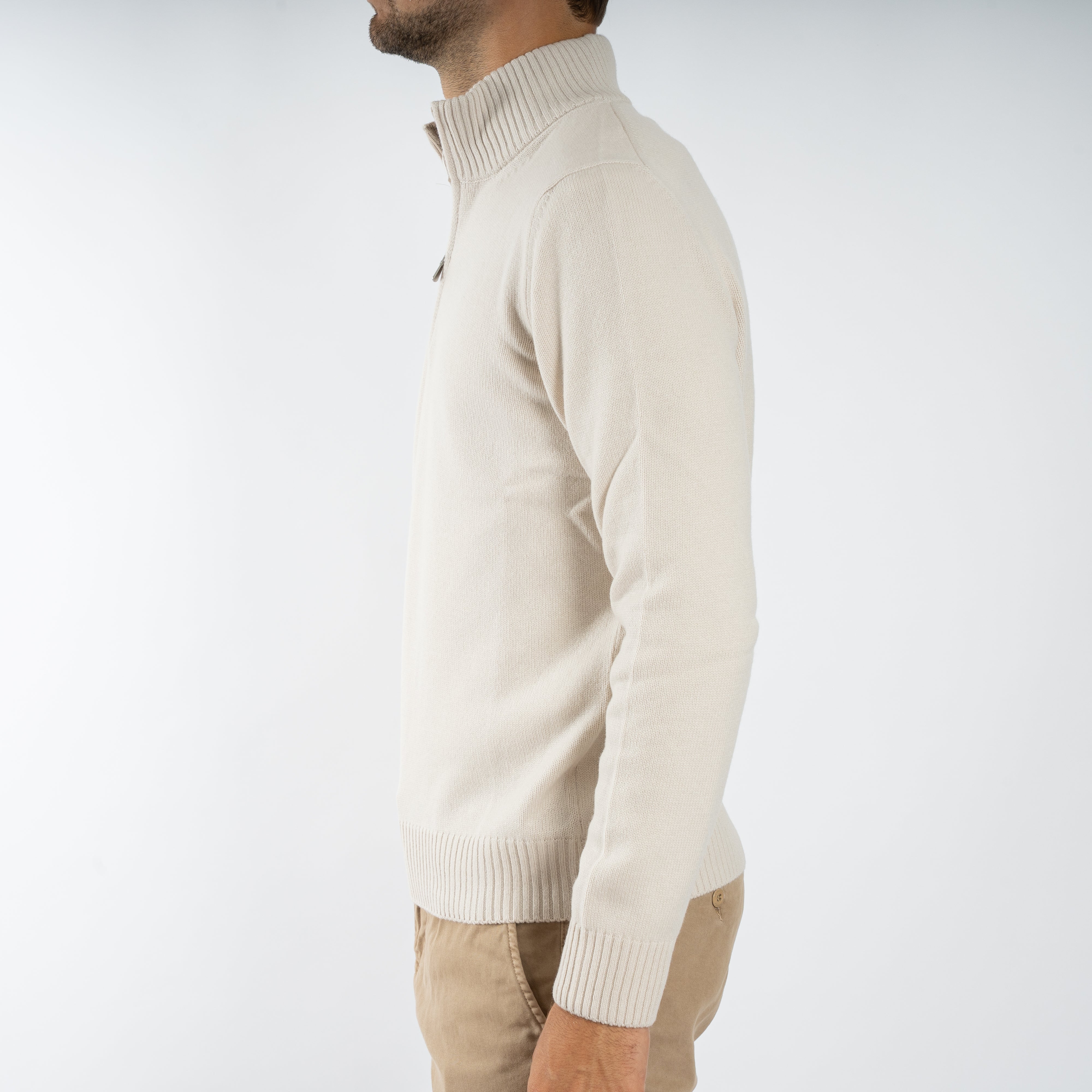 Gran Sasso Gebreide Trui met Rits Off-White | Cashmere Blend