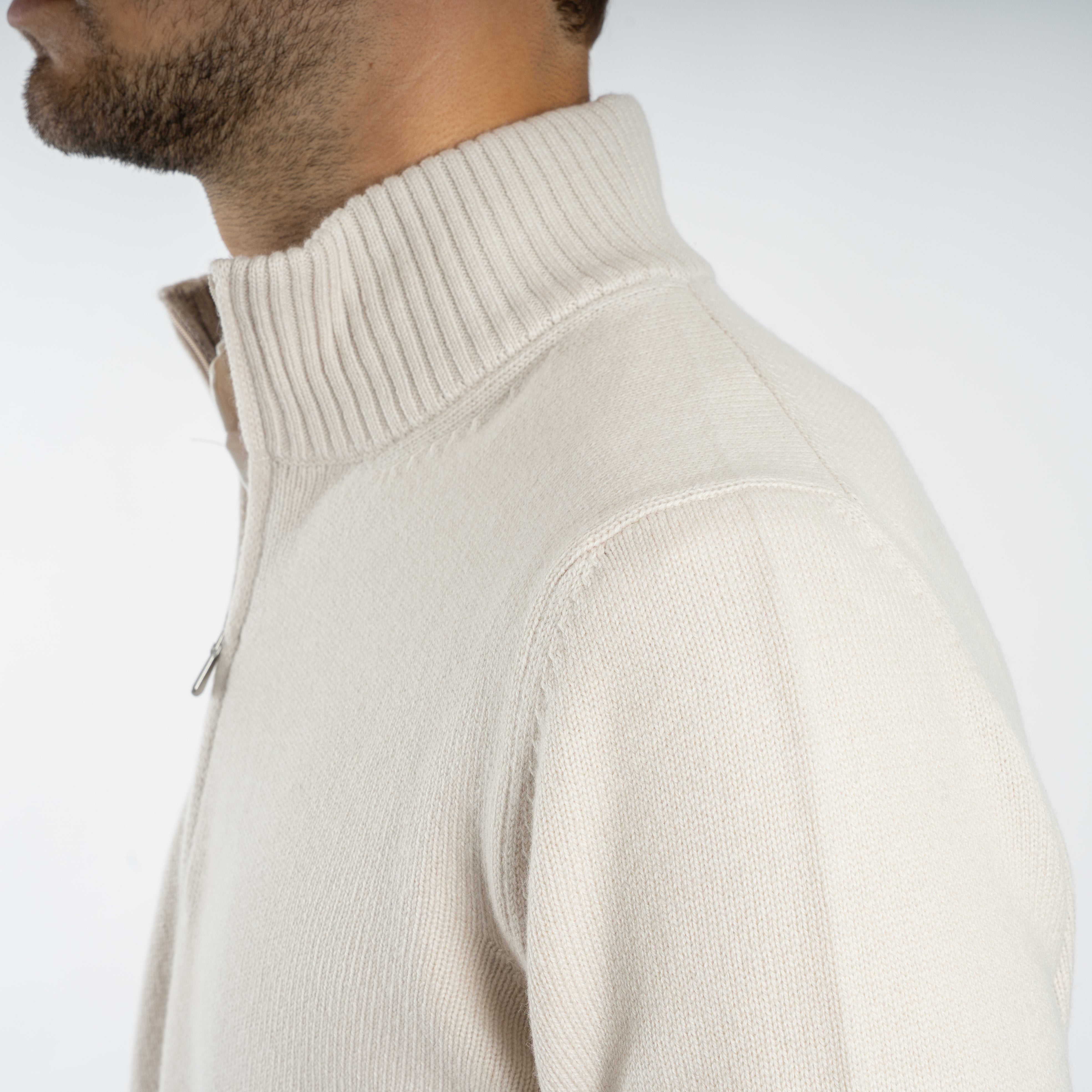 Gran Sasso Gebreide Trui met Rits Off-White | Cashmere Blend