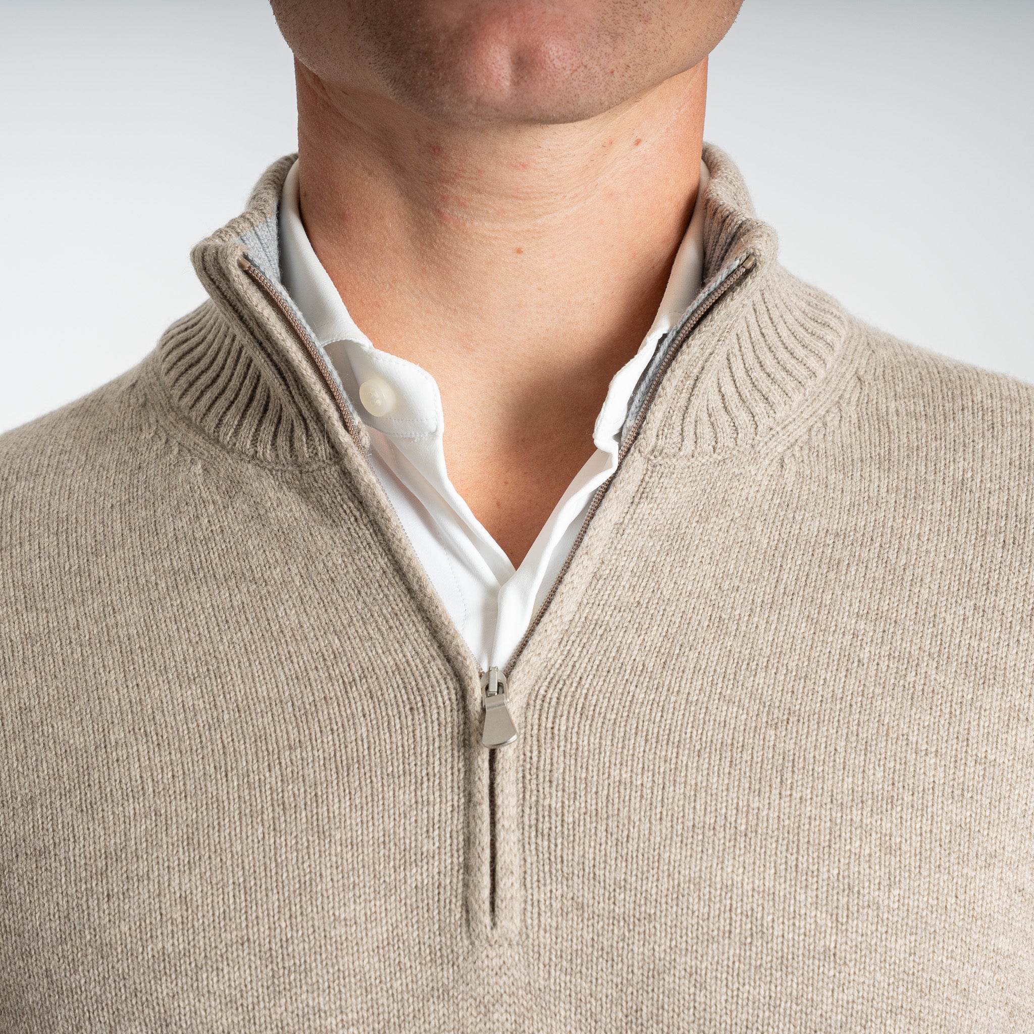 Gran Sasso Gebreide Trui met Rits Beige | Cashmere Blend
