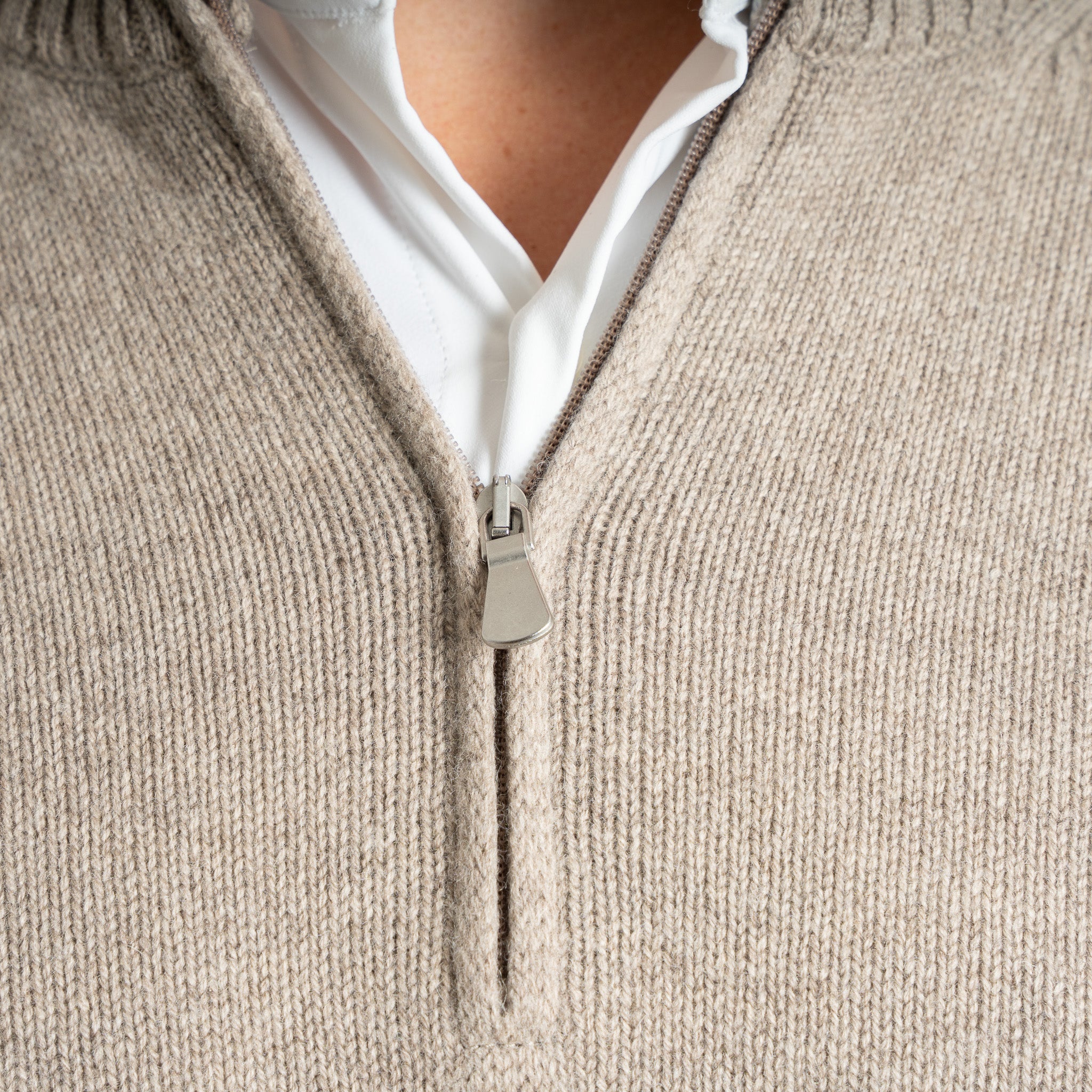 Gran Sasso Gebreide Trui met Rits Beige | Cashmere Blend