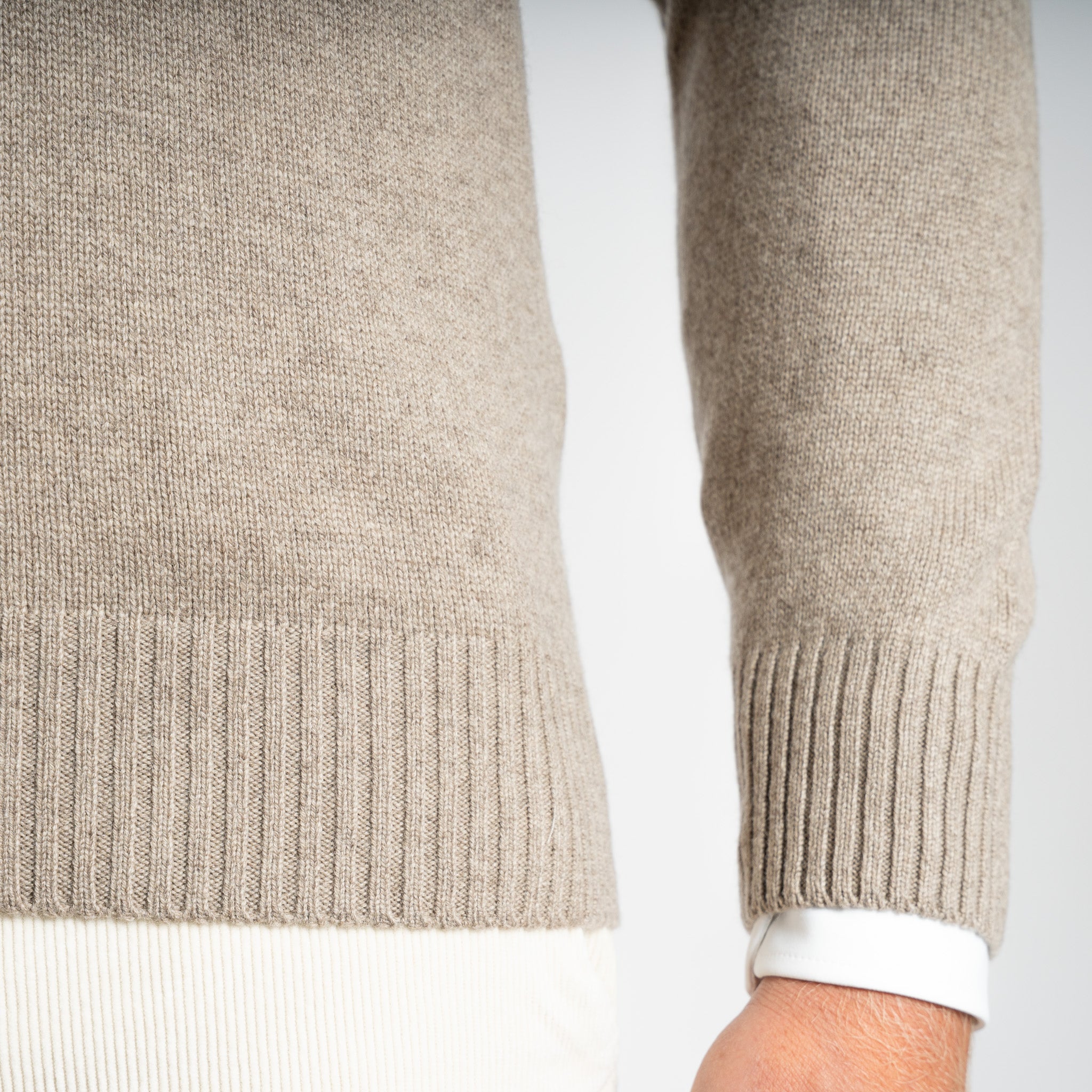 Gran Sasso Gebreide Trui met Rits Beige | Cashmere Blend