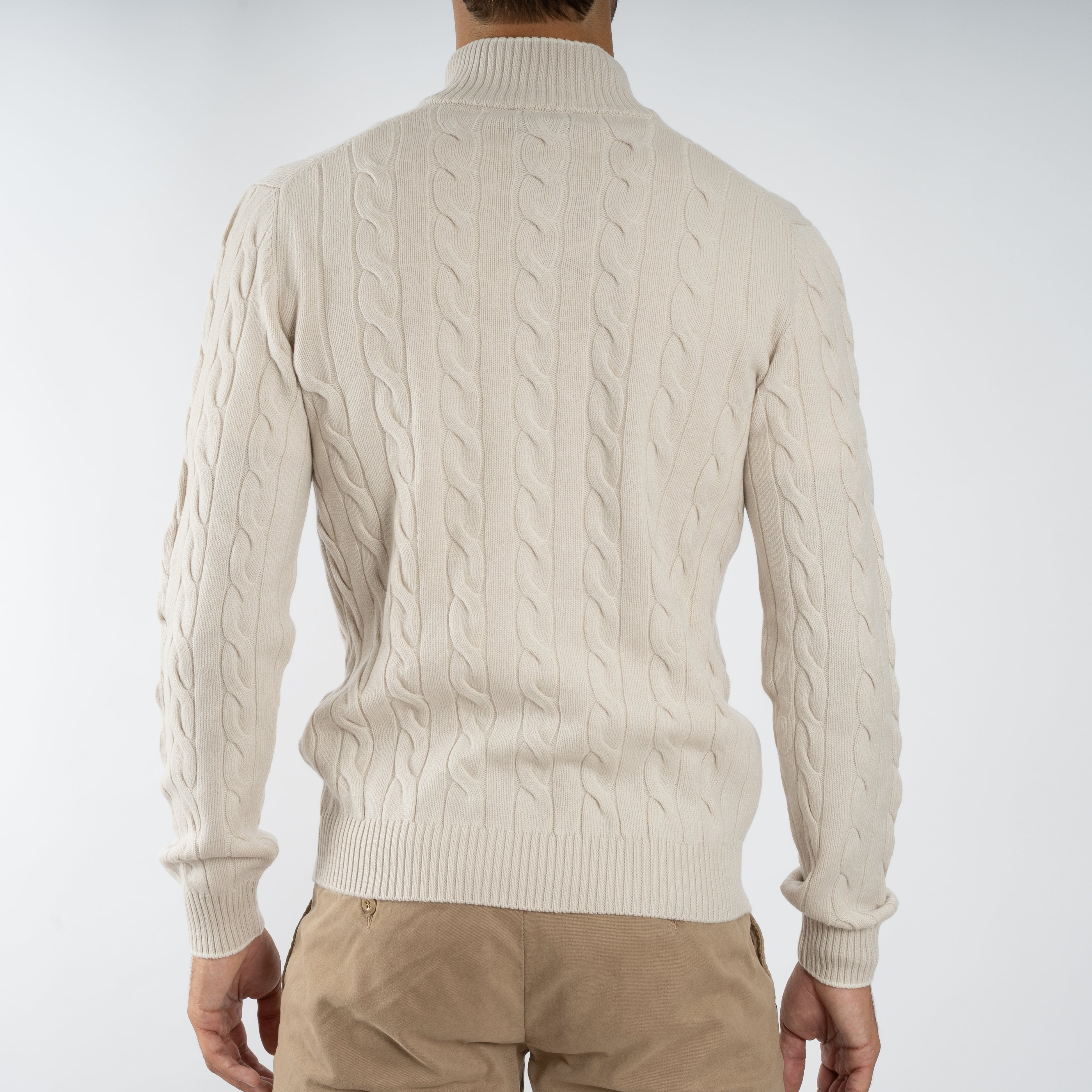 Gran Sasso Gebreide Trui met Knopenlijst Beige | Cashmere Lana