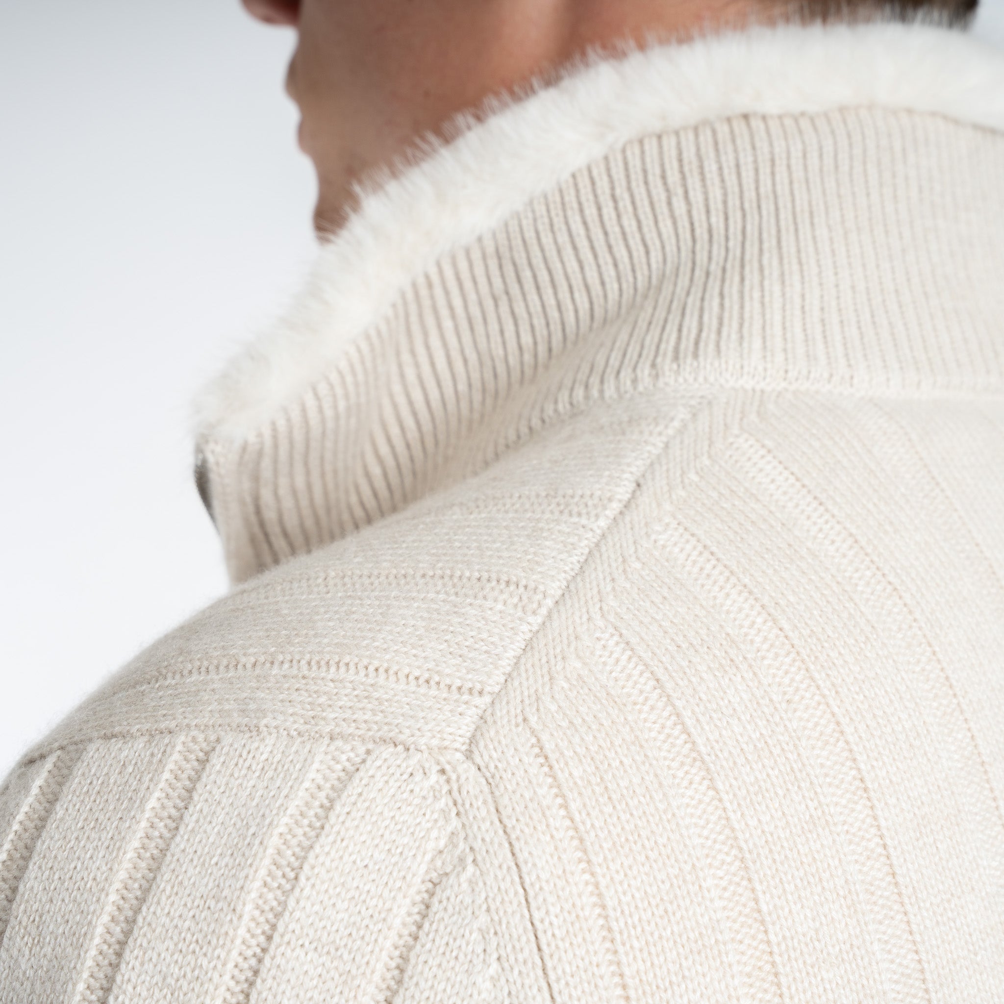 Gran Sasso Vest Beige | Cashmere & Faux Fur