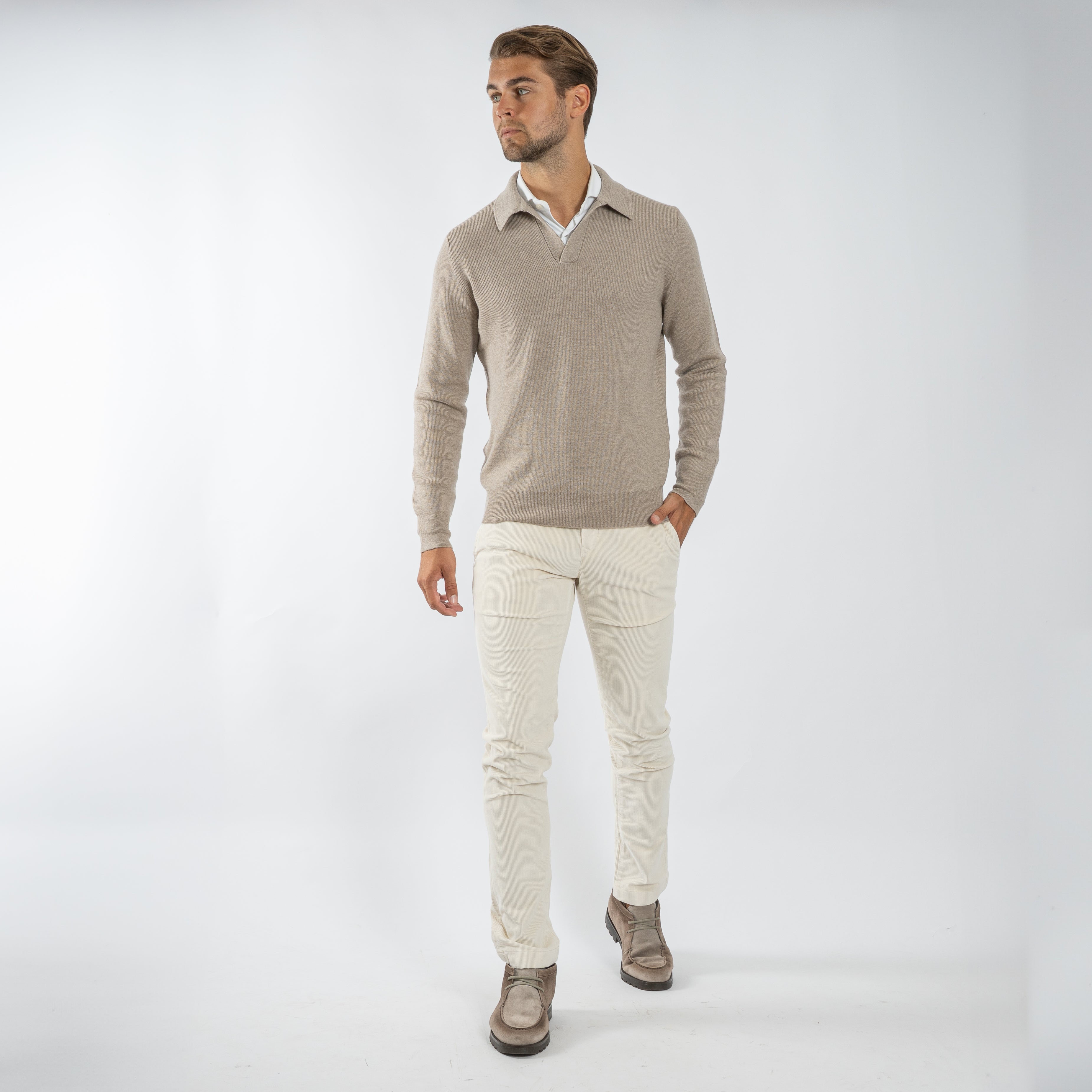 Gran Sasso Gebreide Trui Polokraag Beige | Extrafine Merino