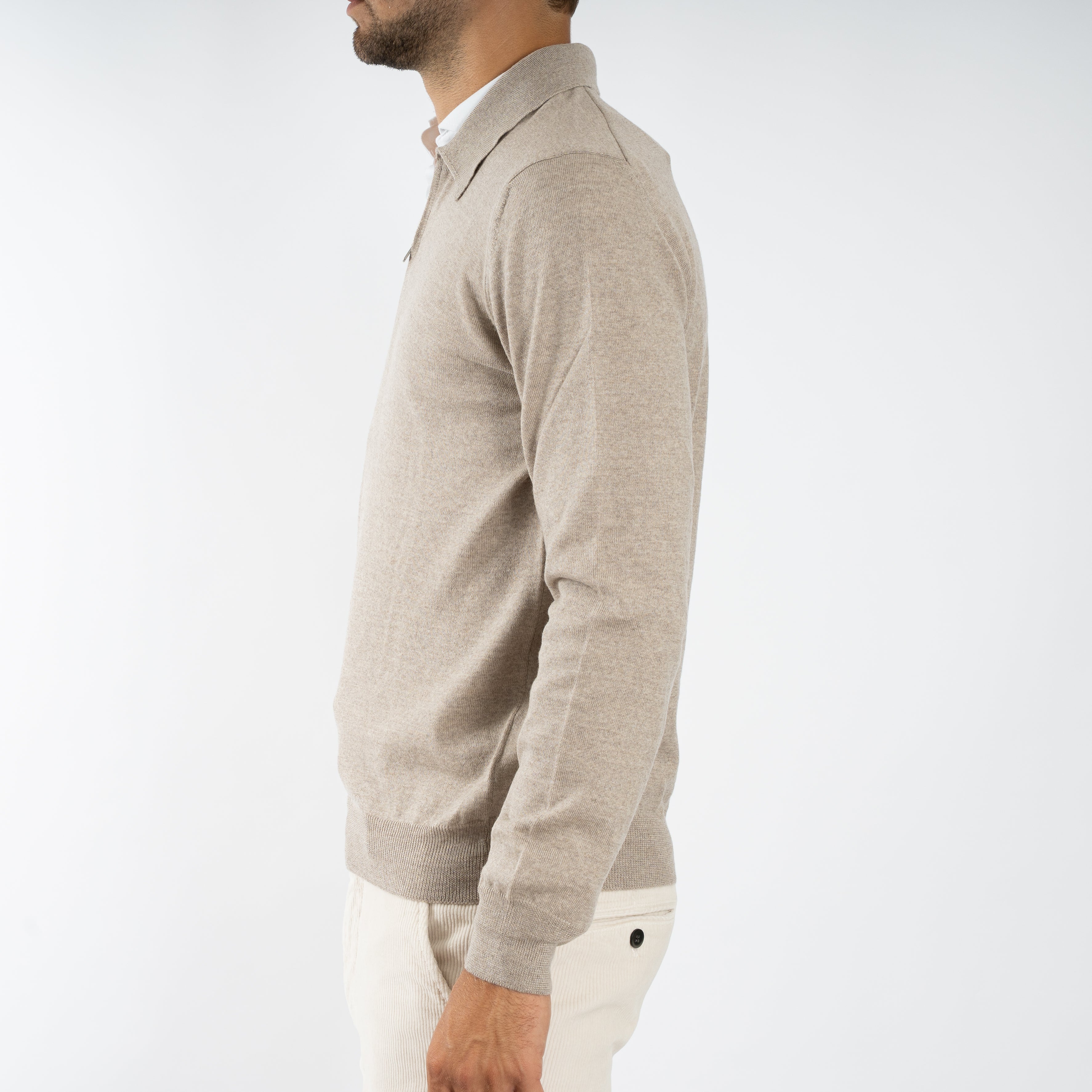Gran Sasso Gebreide Trui met Rits Beige | Extrafine Merino