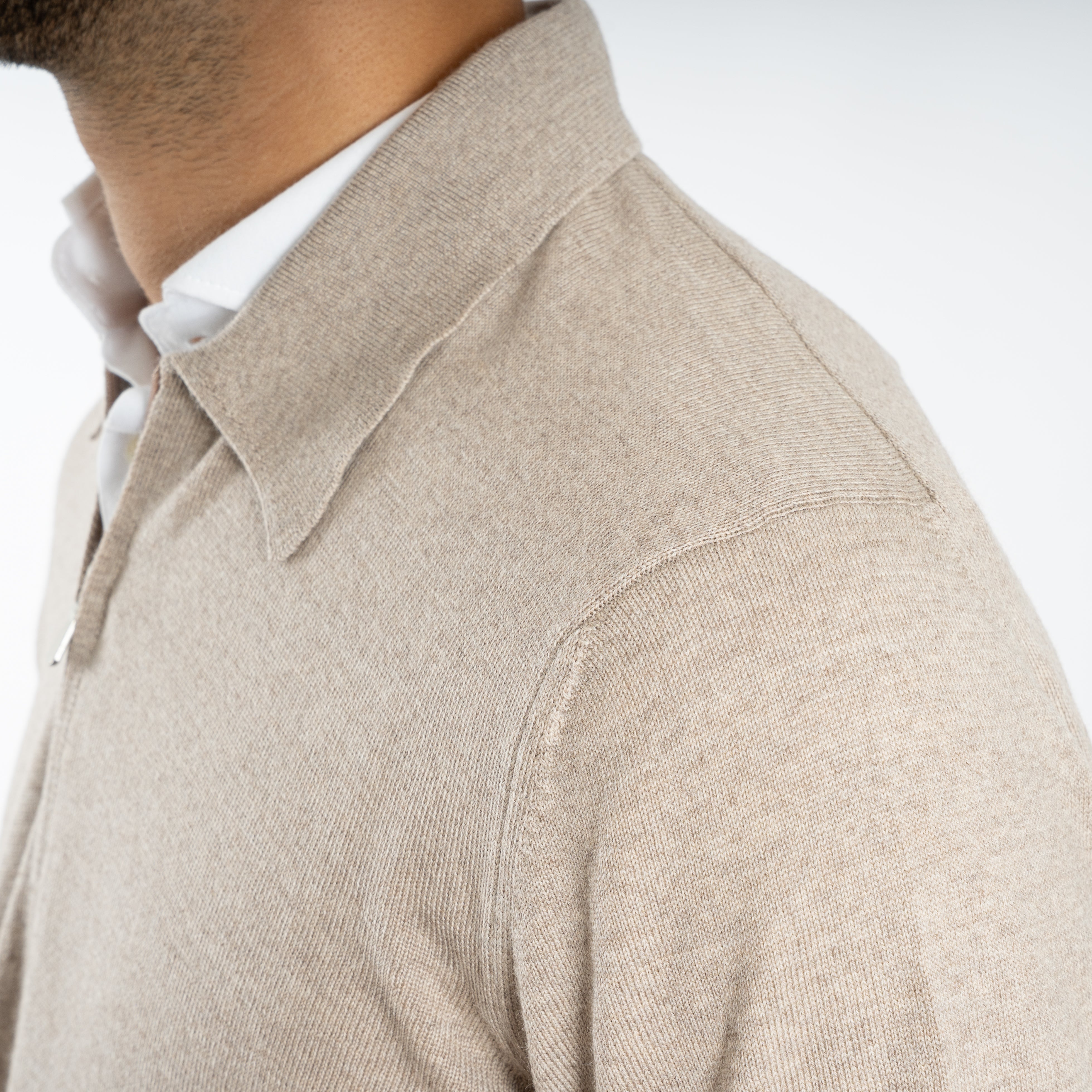 Gran Sasso Gebreide Trui met Rits Beige | Extrafine Merino