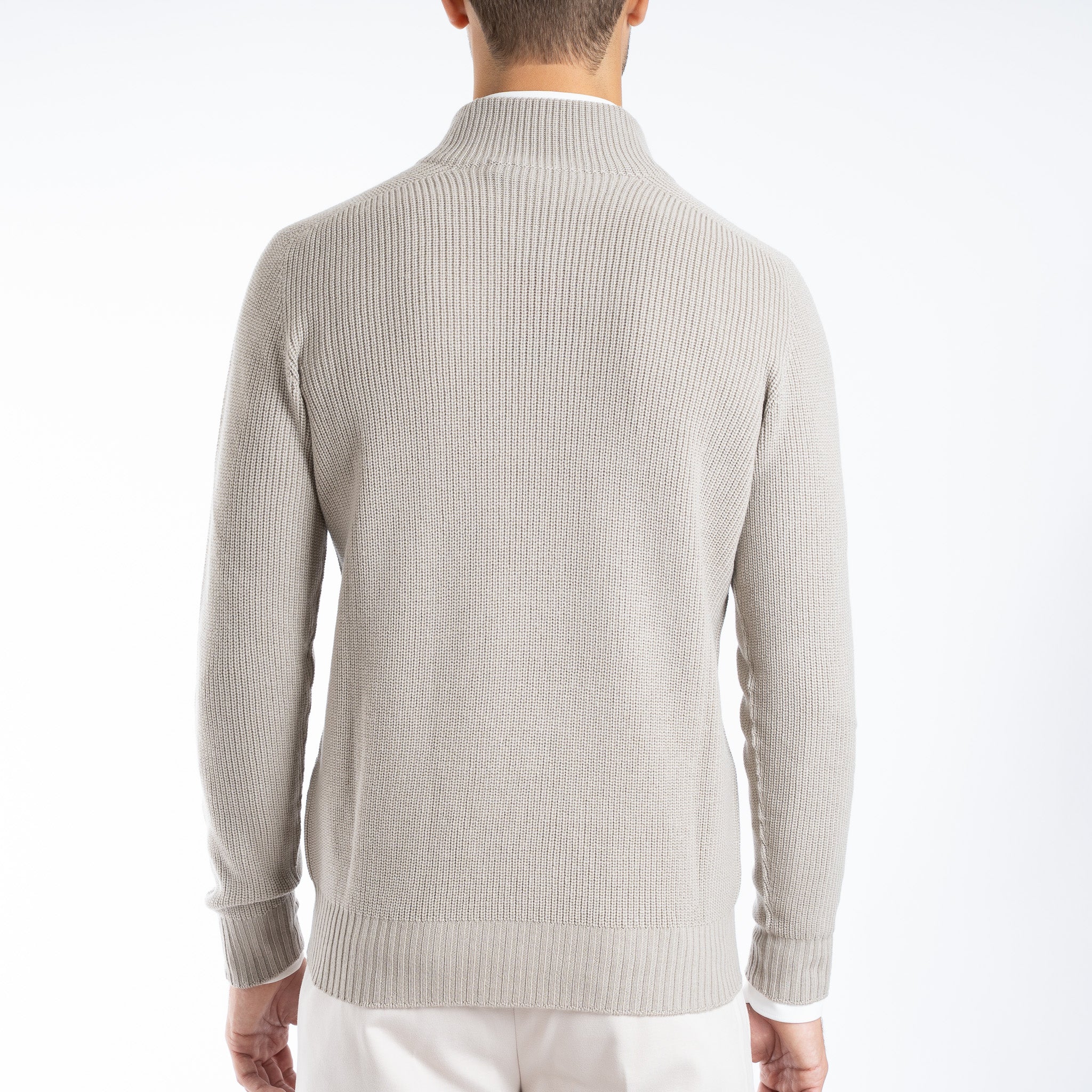 Gran Sasso Gebreide trui met Rits Beige | Rain Wool