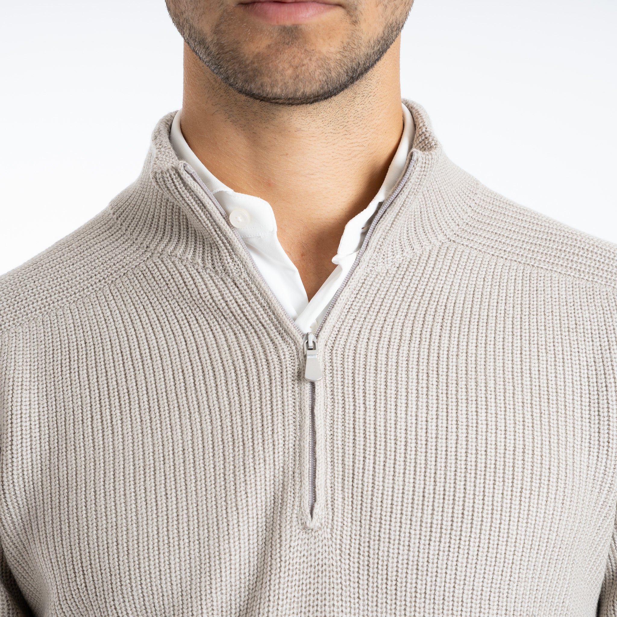 Gran Sasso Gebreide trui met Rits Beige | Rain Wool