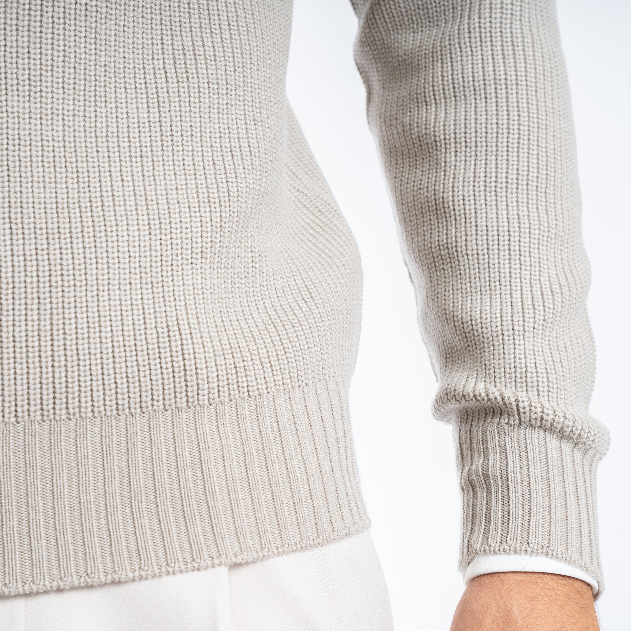 Gran Sasso Gebreide trui met Rits Beige | Rain Wool