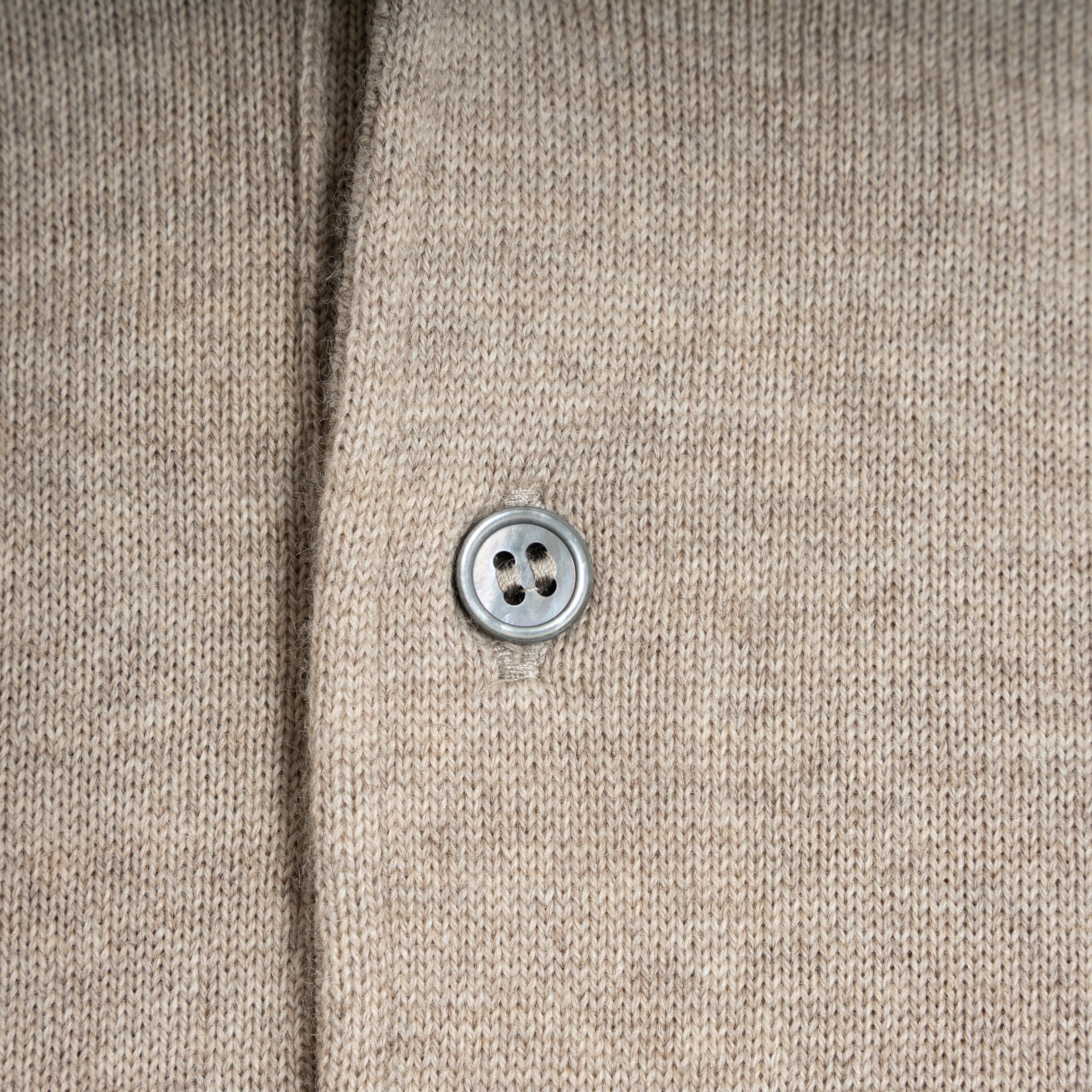 Gran Sasso Gebreide Polo Lange Mouw Beige | Extrafine Merino