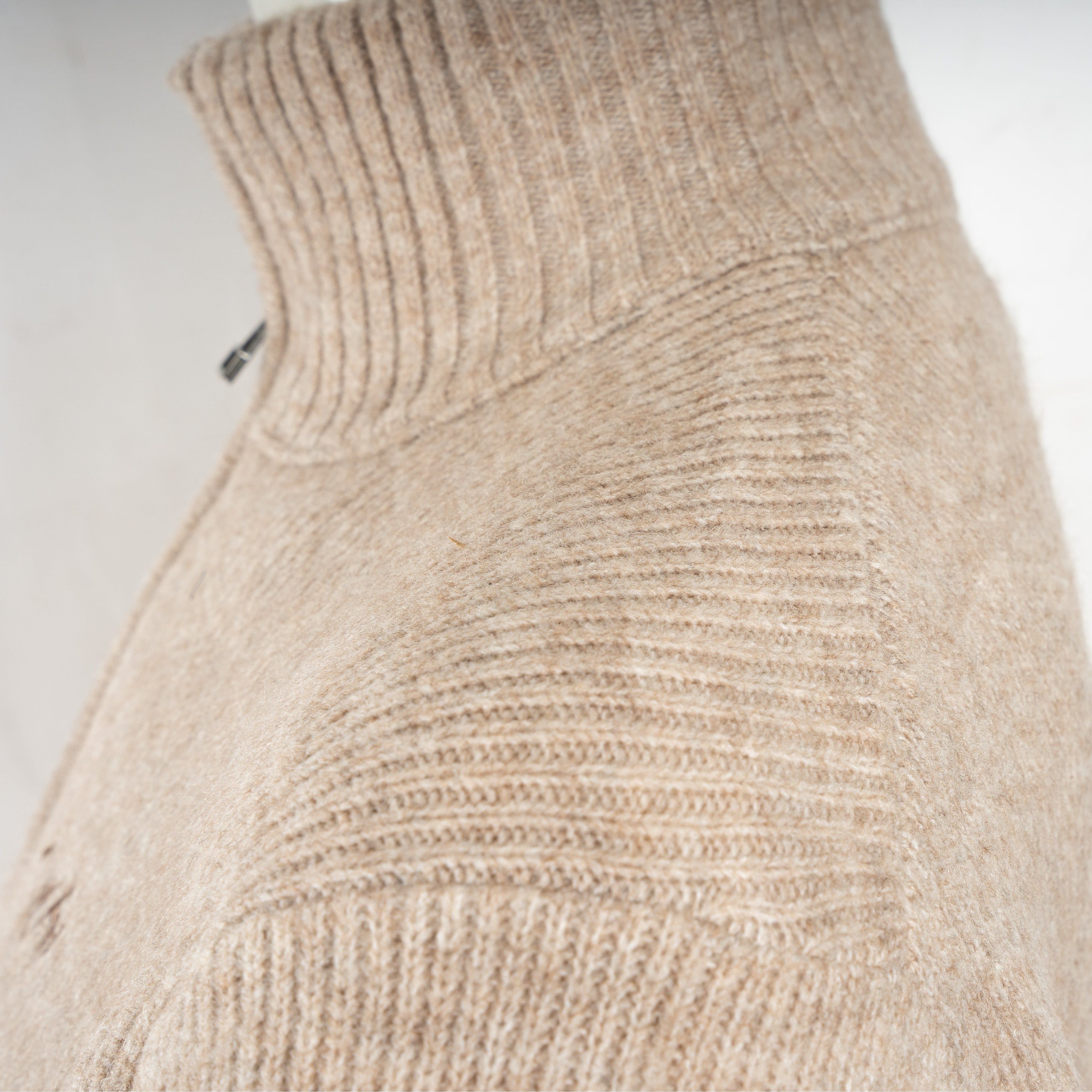 Olaf Gebreide Trui met Rits Beige | Signature Knitted