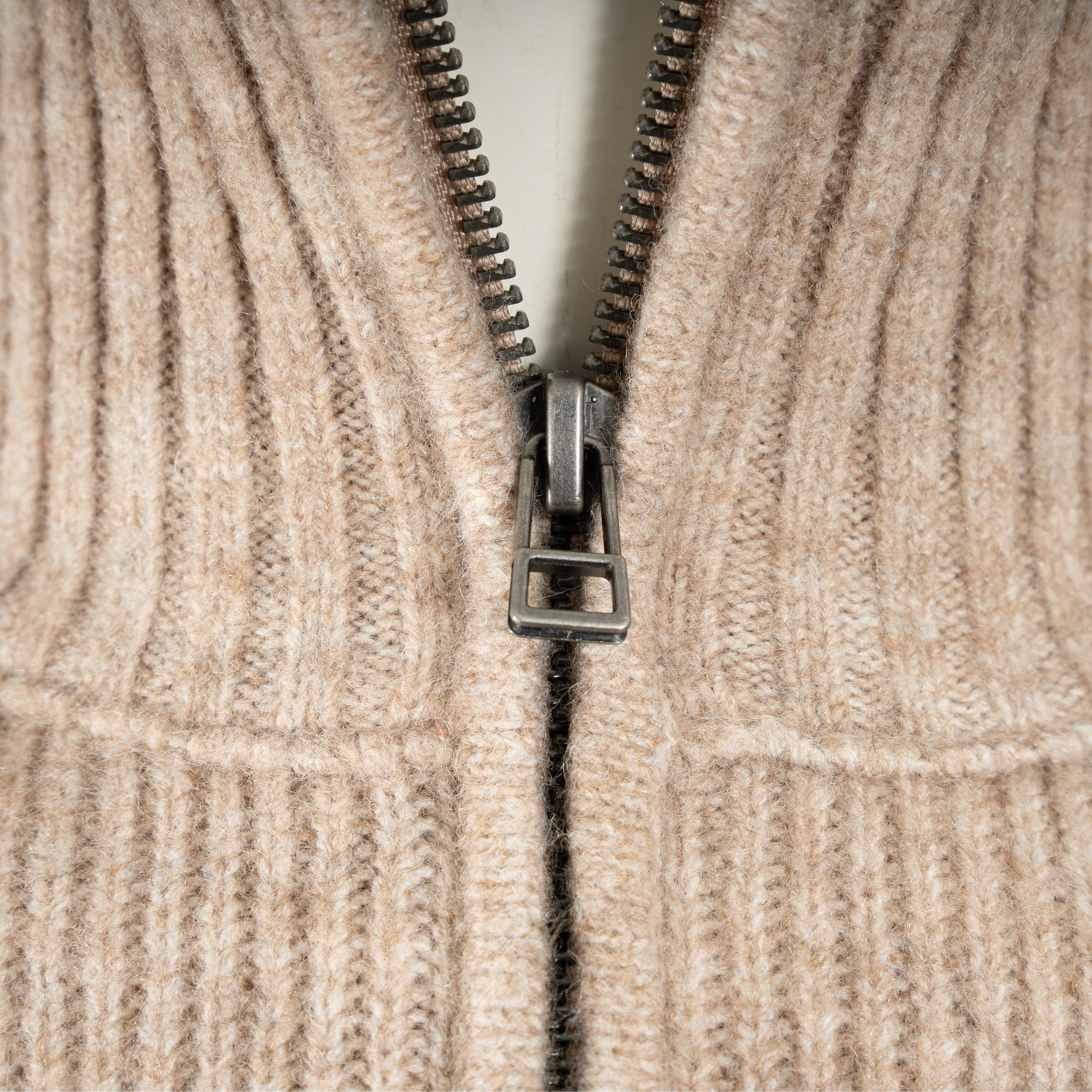 Olaf Gebreide Trui met Rits Beige | Signature Knitted