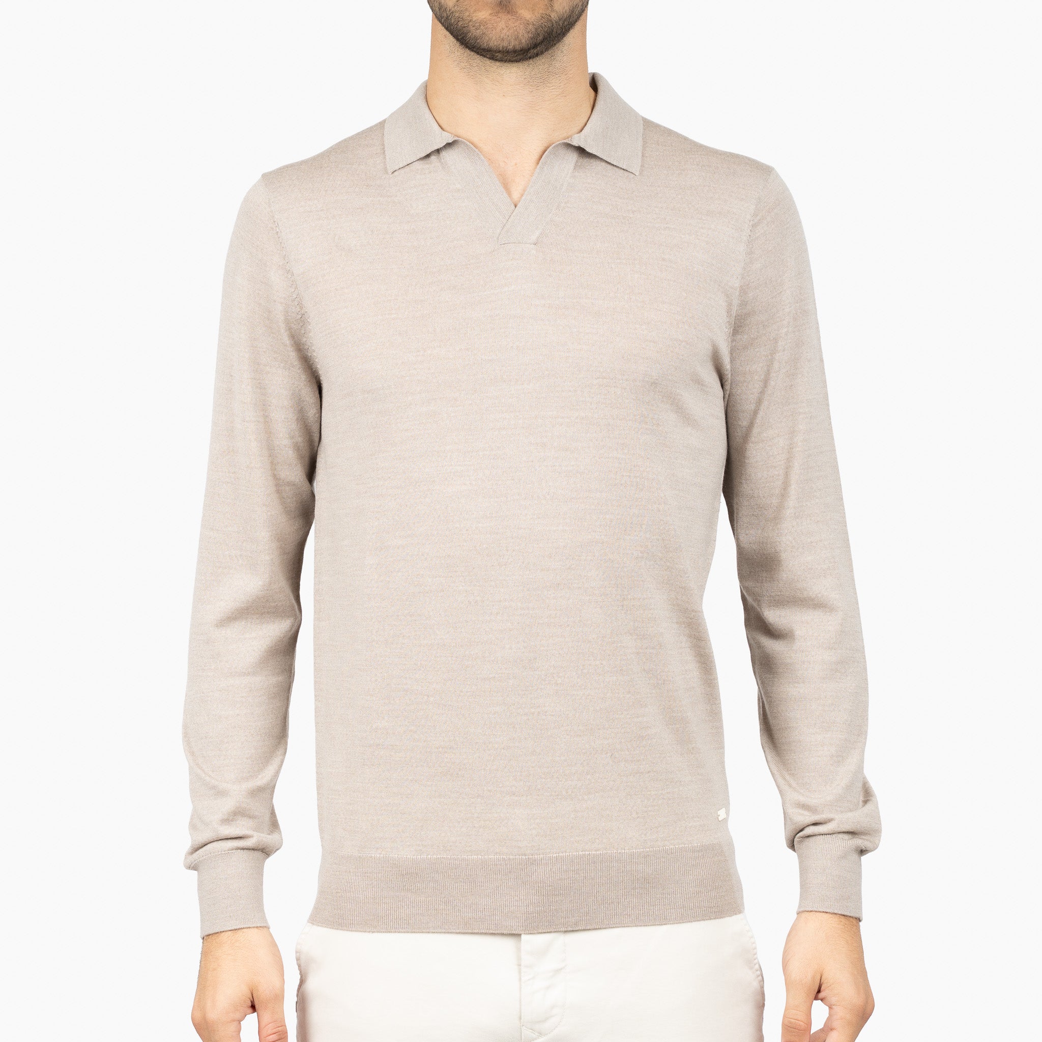 SEVEN DIALS Gebreide Buttonless Polotrui Beige | Blake