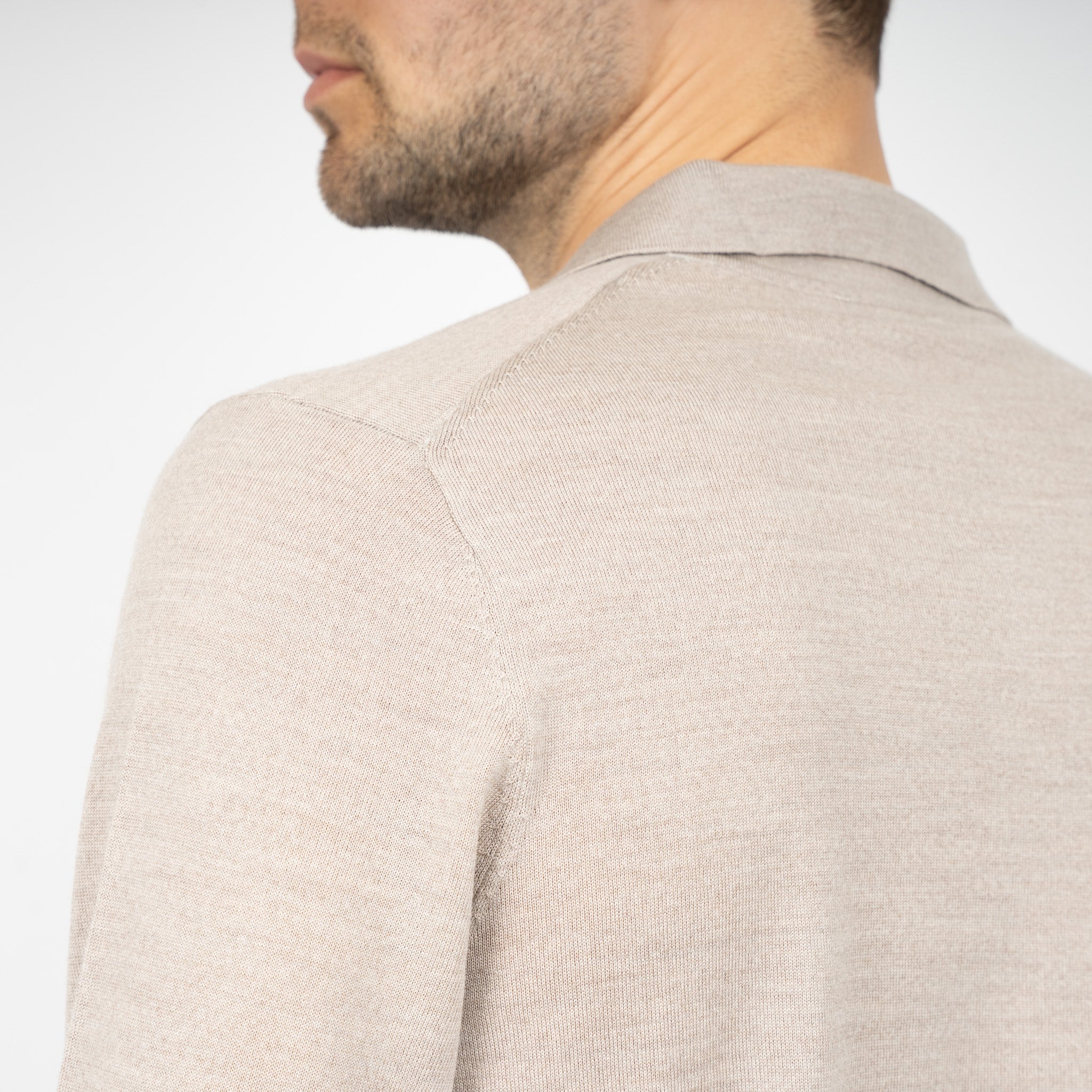 SEVEN DIALS Gebreide Buttonless Polotrui Beige | Blake