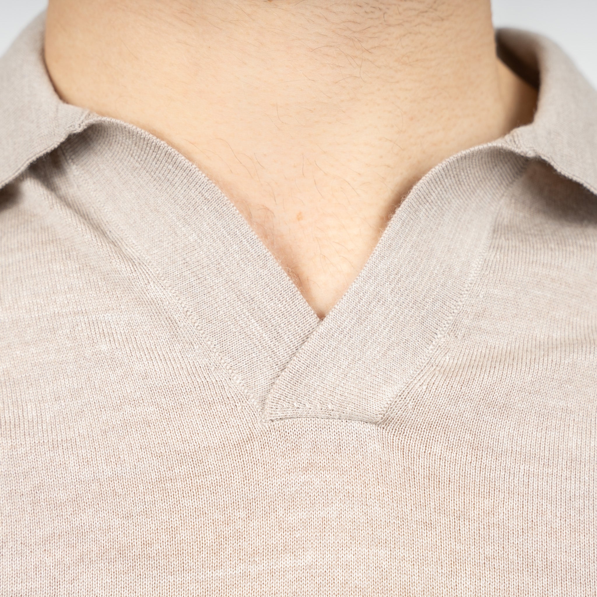 SEVEN DIALS Gebreide Buttonless Polotrui Beige | Blake