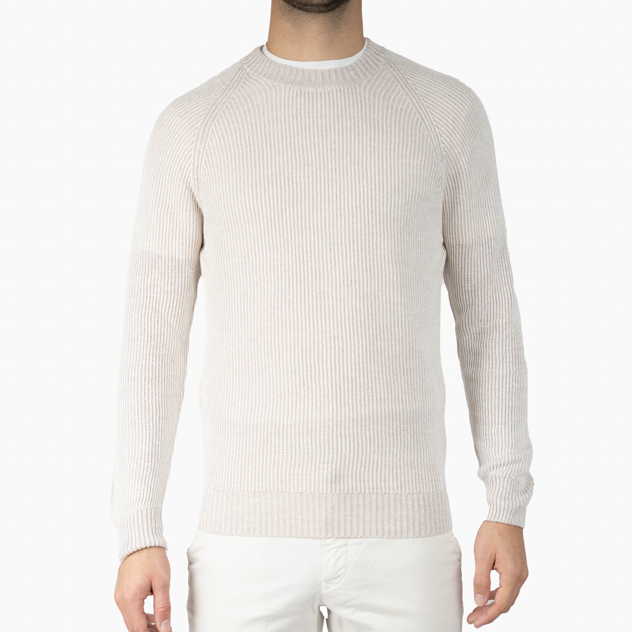 Gran Sasso Gebreide Trui Ronde Hals Beige | Lino - Cotone