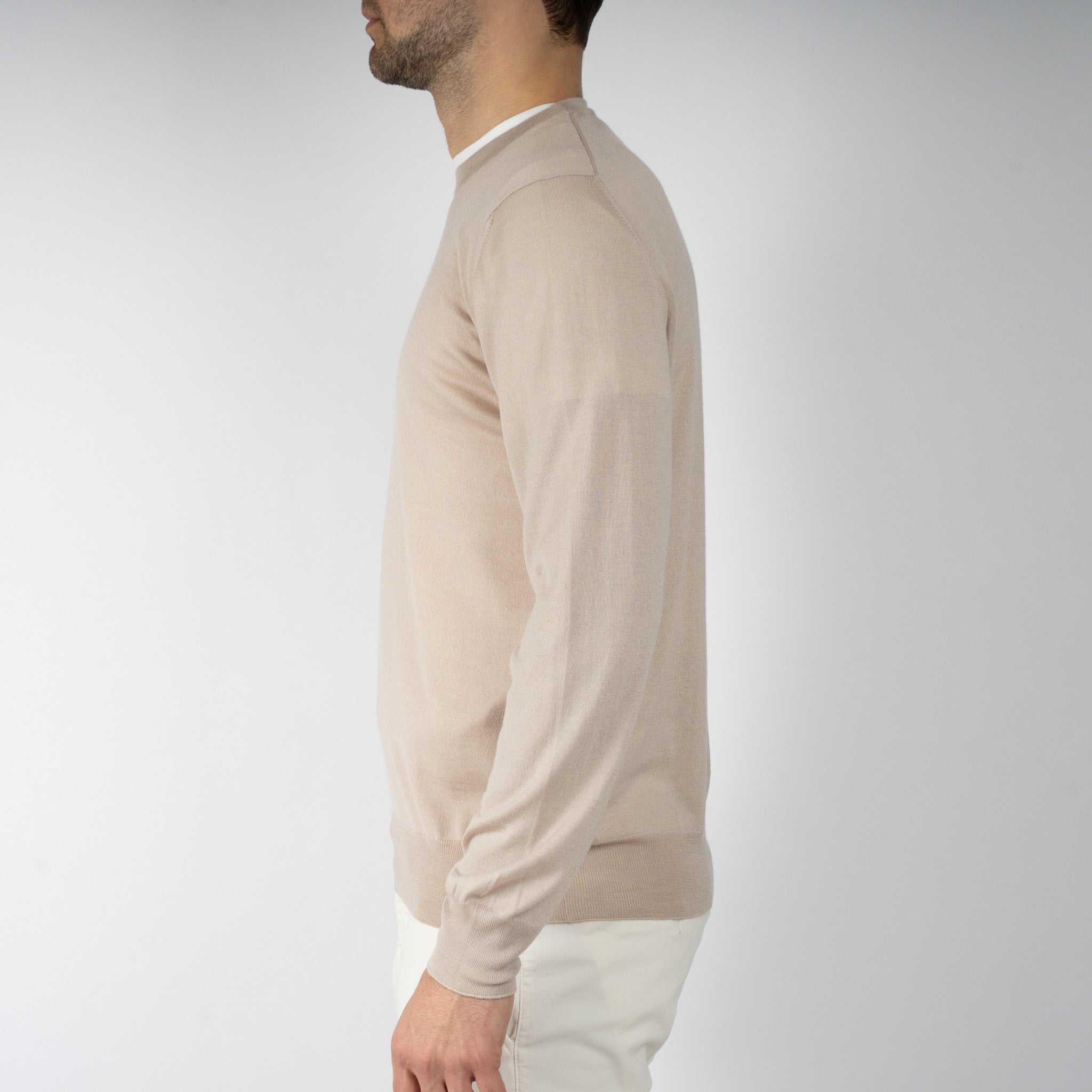 Gran Sasso Gebreide Trui Ronde Hals Beige | Cashmere-Lana-Seta