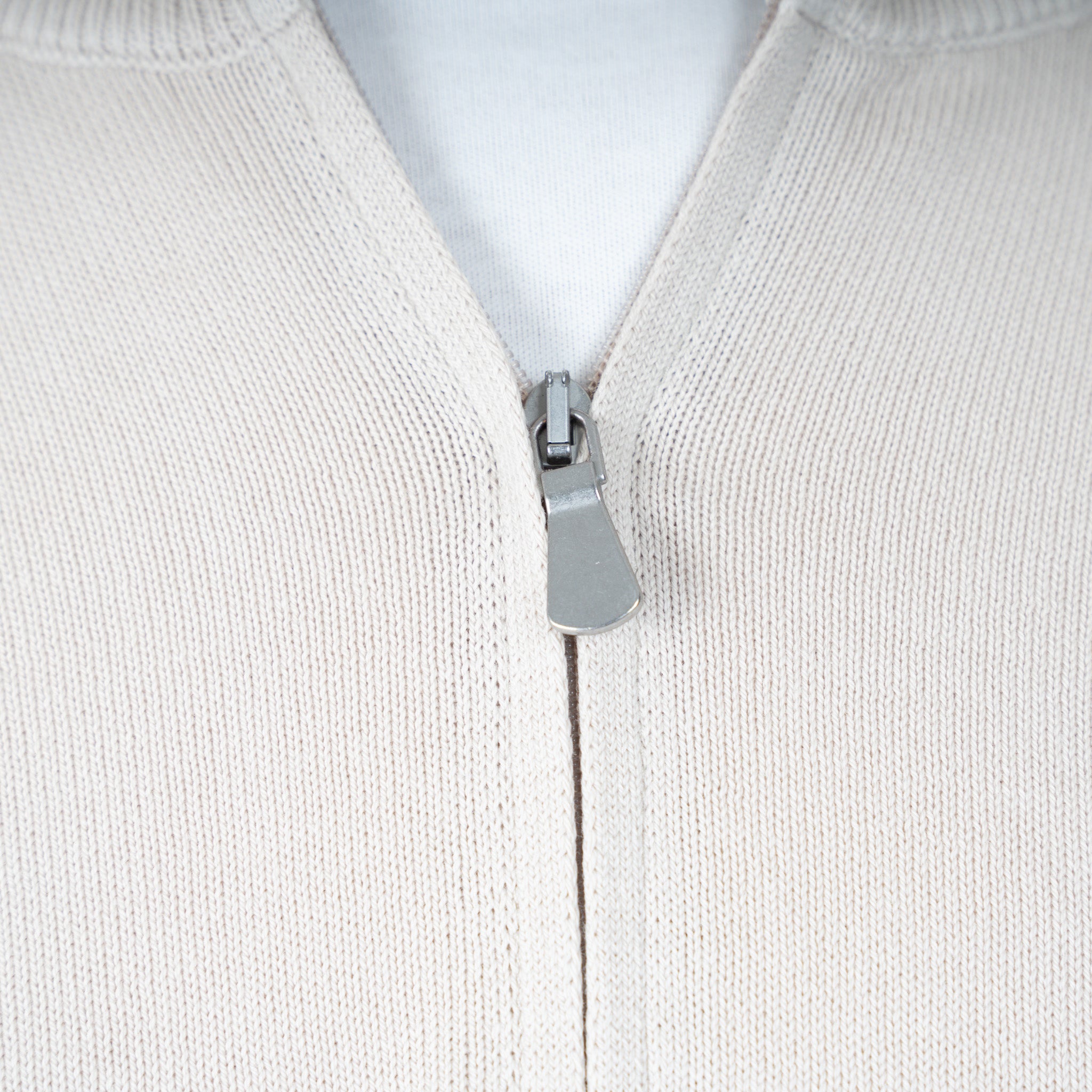 Gran Sasso Gebreide Trui met Rits Beige | Egyptian Cotton