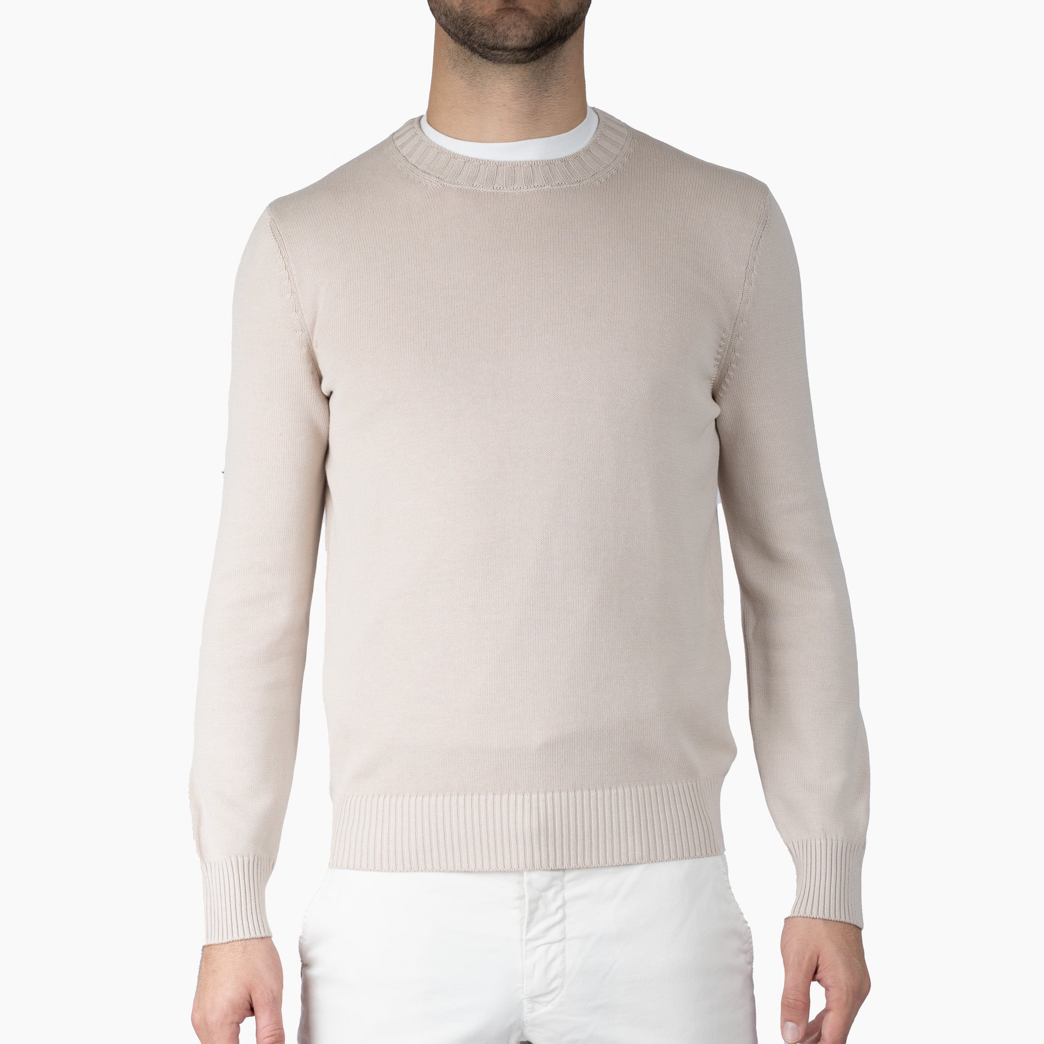 Gran Sasso Gebreide Trui Ronde Hals Beige | Egyptian Cotton