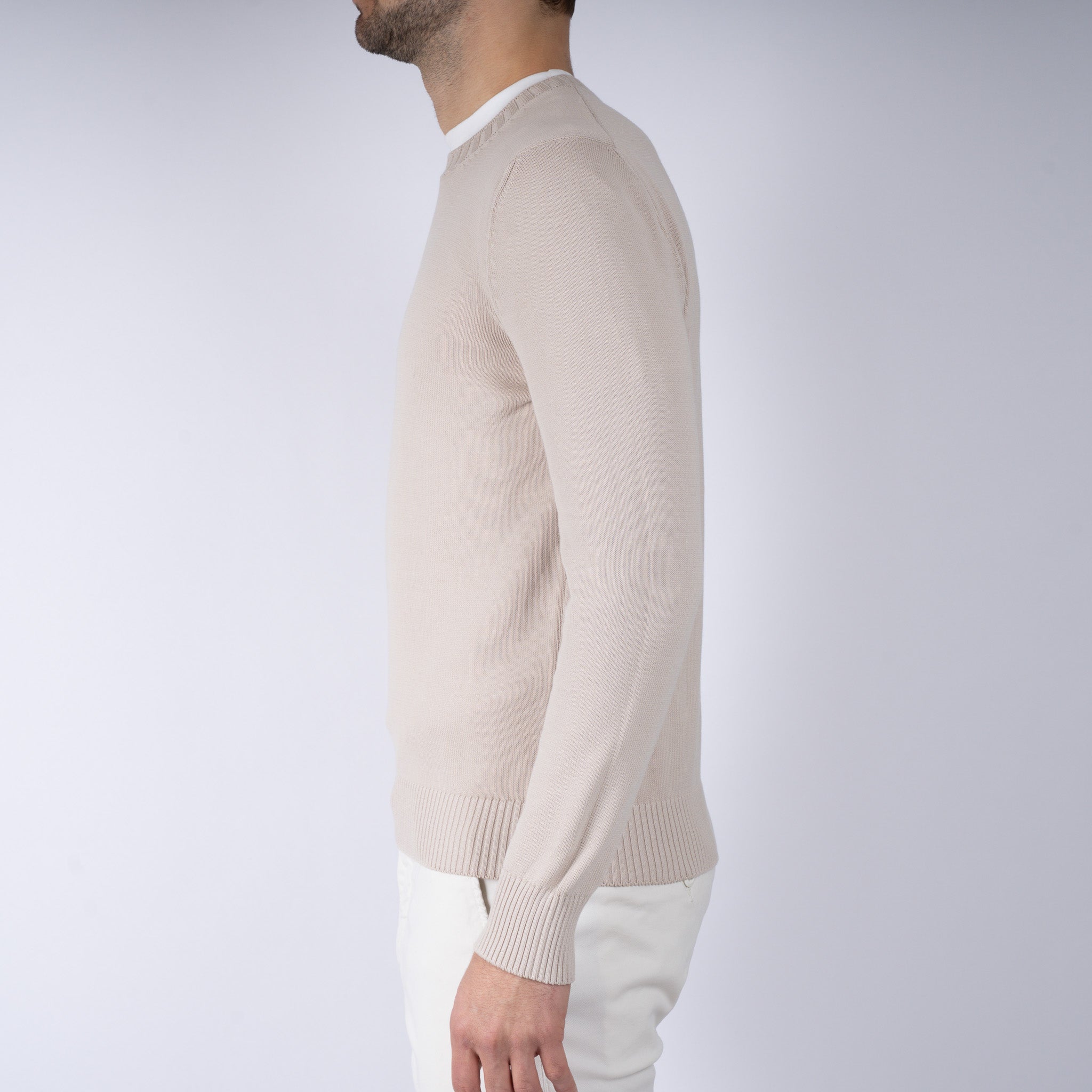 Gran Sasso Gebreide Trui Ronde Hals Beige | Egyptian Cotton