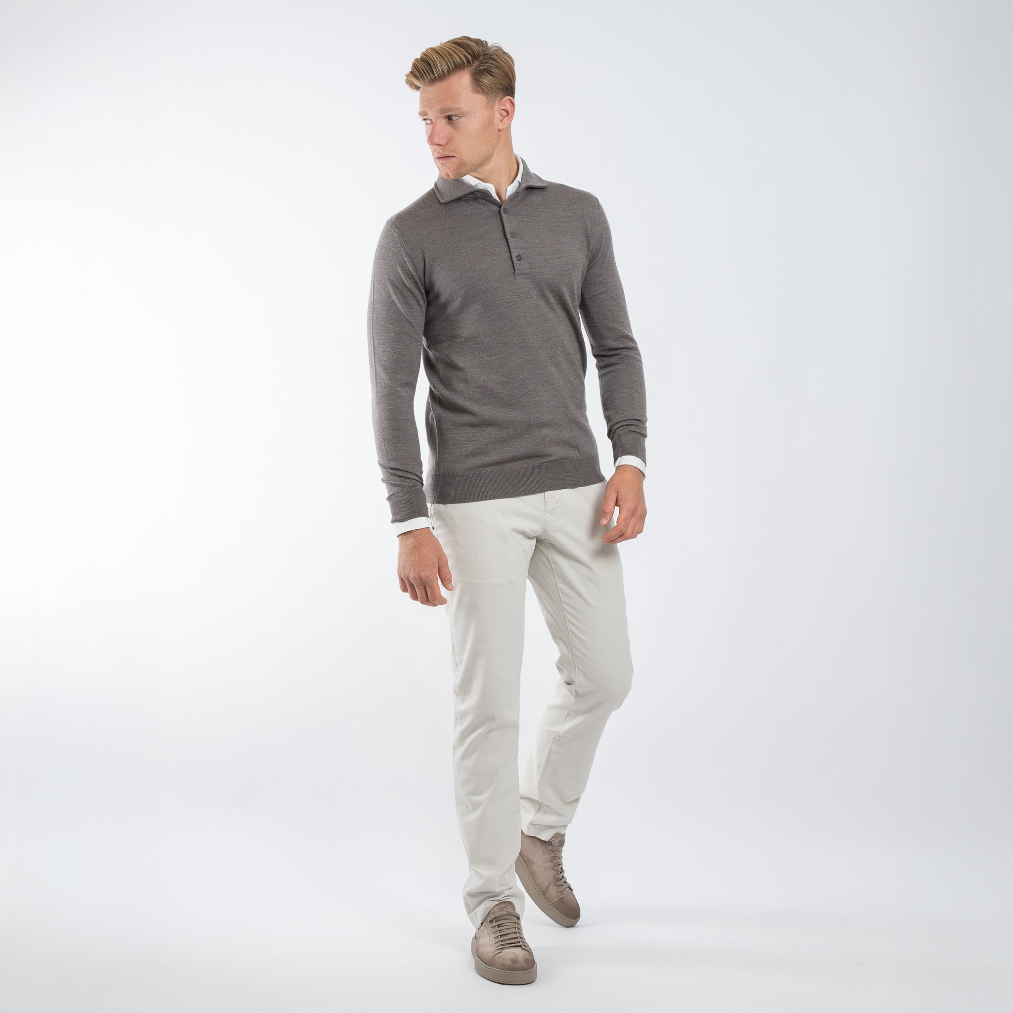 SEVEN DIALS Gebreide Polotrui Taupe | Cooper