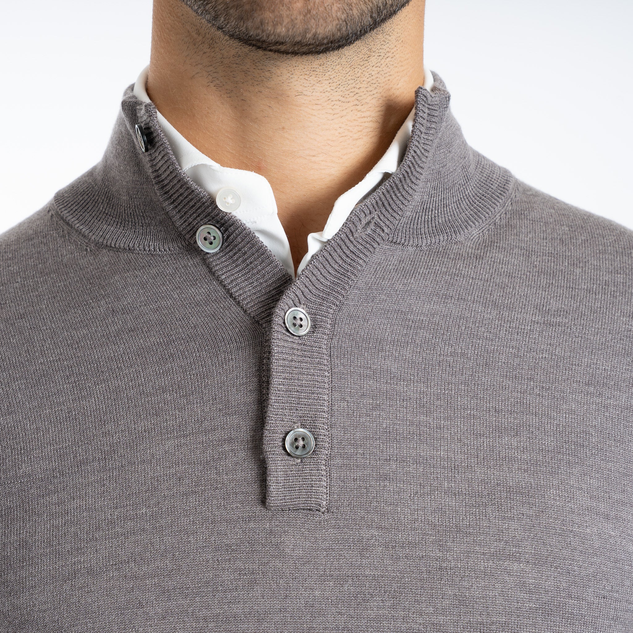 SEVEN DIALS Gebreide trui met Knopenlijst Taupe | Payton