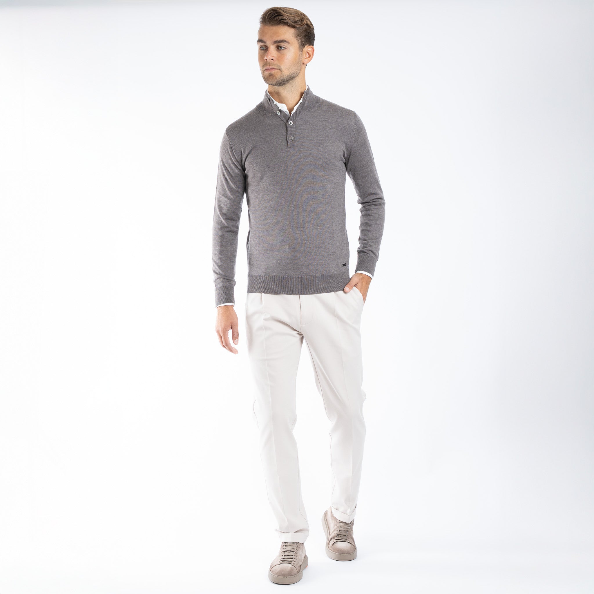SEVEN DIALS Gebreide trui met Knopenlijst Taupe | Payton