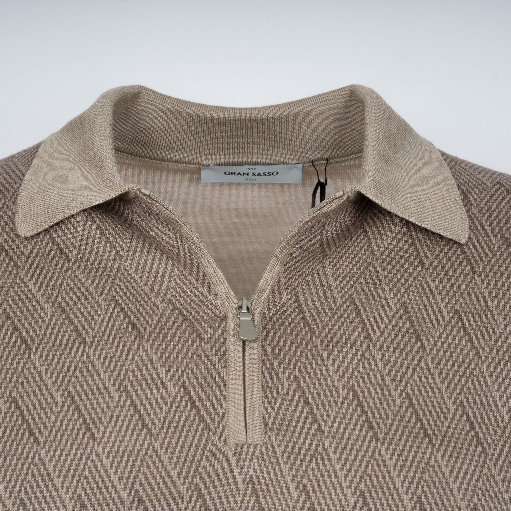 Gran Sasso Gebreide Trui met Rits Beige | Lana Seta