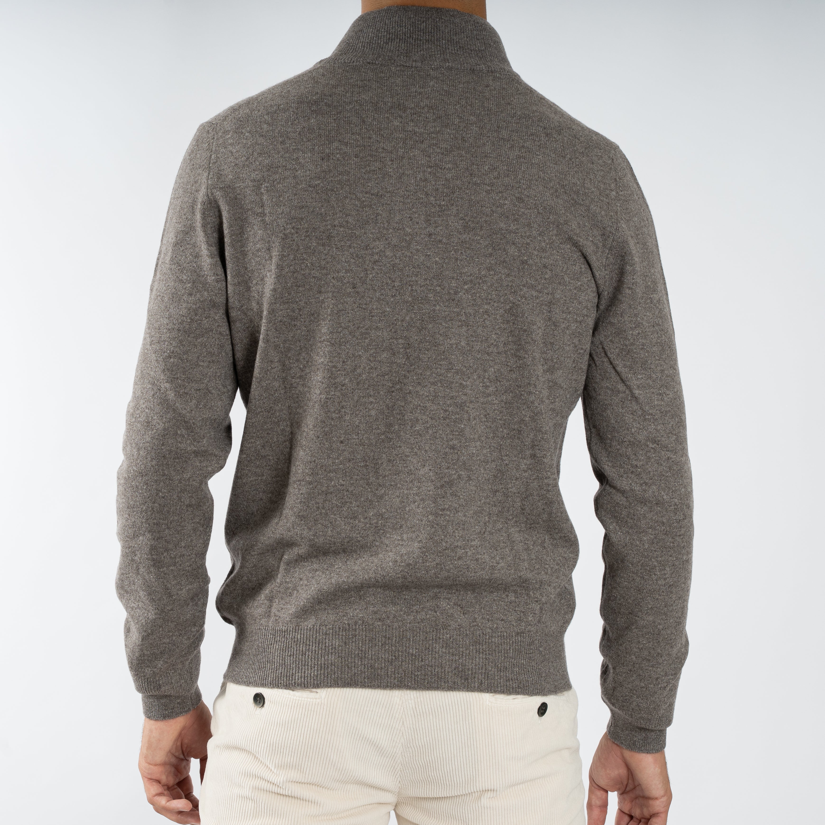 Gran Sasso Gebreide Trui met Rits Taupe | Cashmere Lana